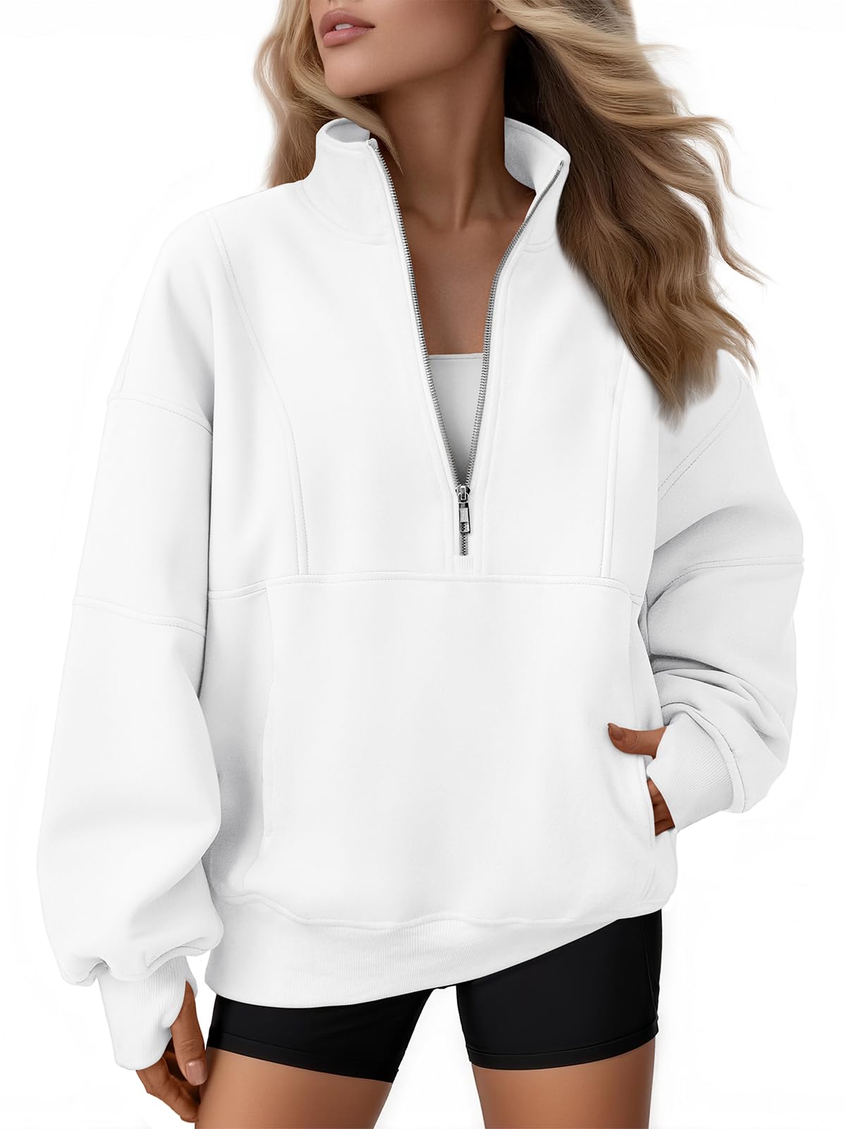 Women's Oversized Fleece Quarter-Zip Performance Pullover