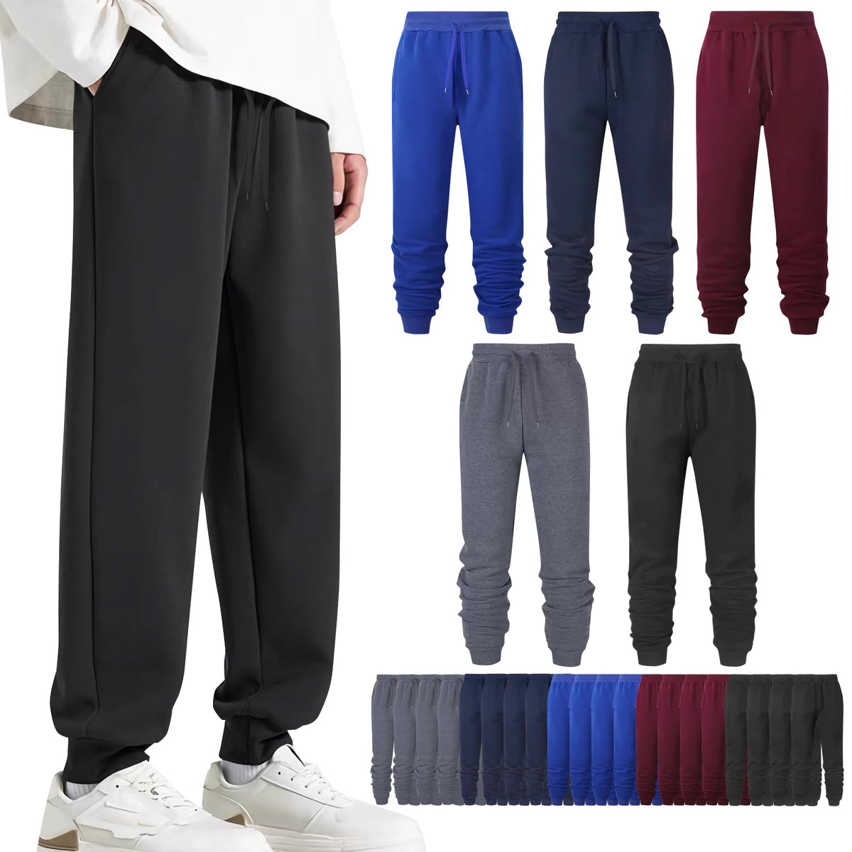Men's Athletic Jogger Sweatpants with Pockets 25-Pack
