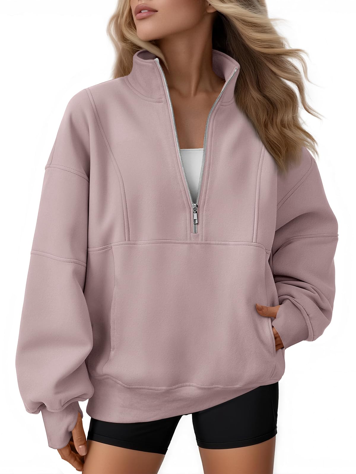 Women's Oversized Fleece Quarter-Zip Performance Pullover