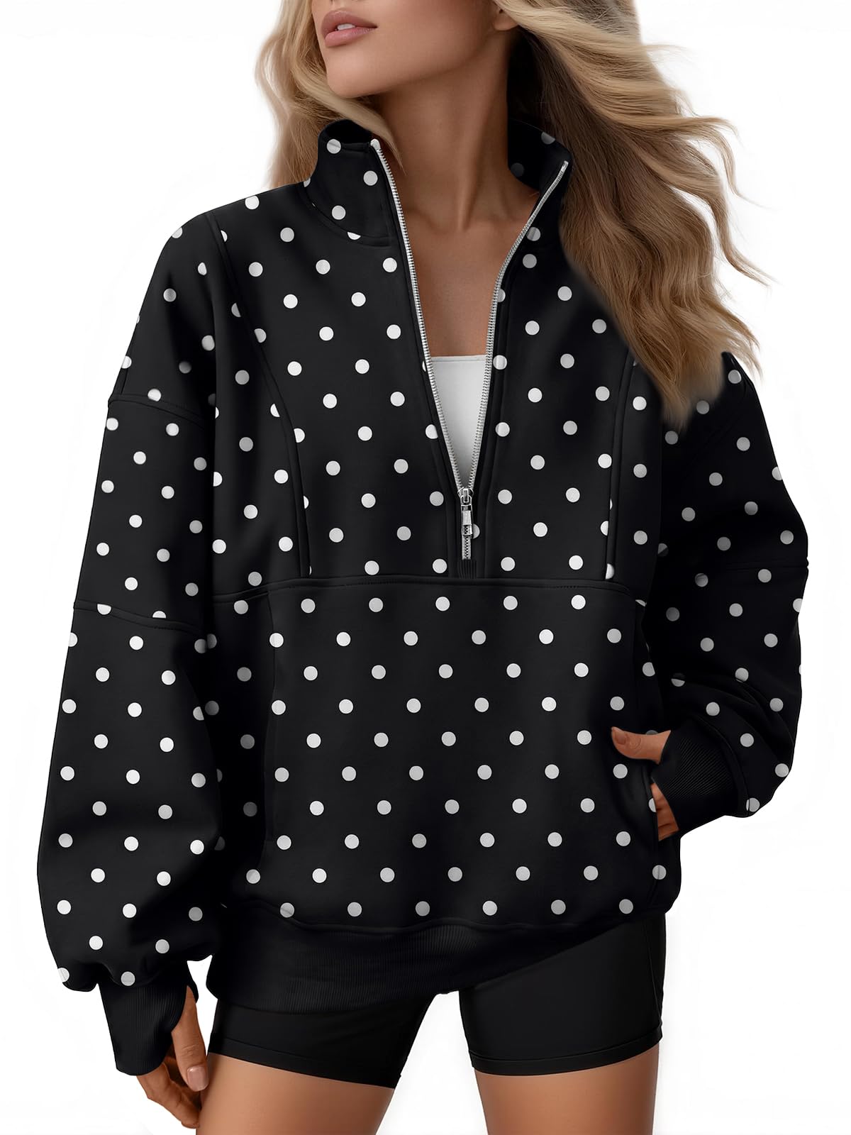 Women's Oversized Fleece Quarter-Zip Performance Pullover