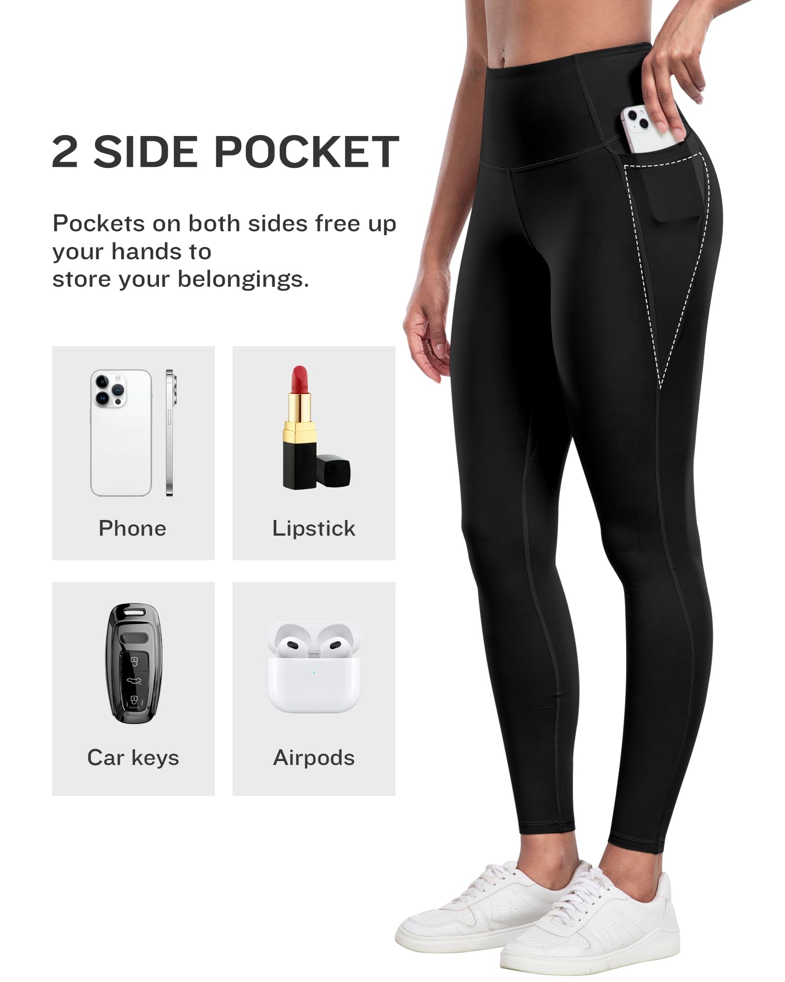 Women's High-Waisted Workout Leggings with Pockets 6-Pack
