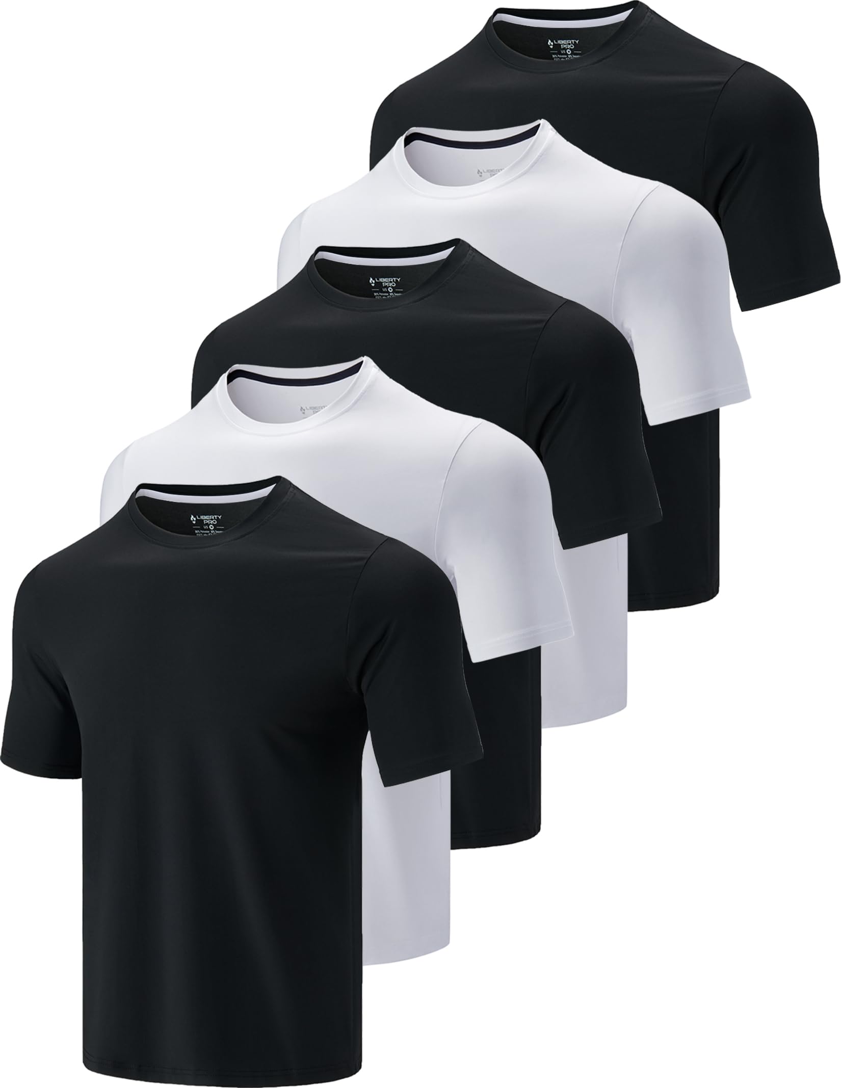 Men's Quick-Dry Crewneck Performance T-Shirts 5-Pack