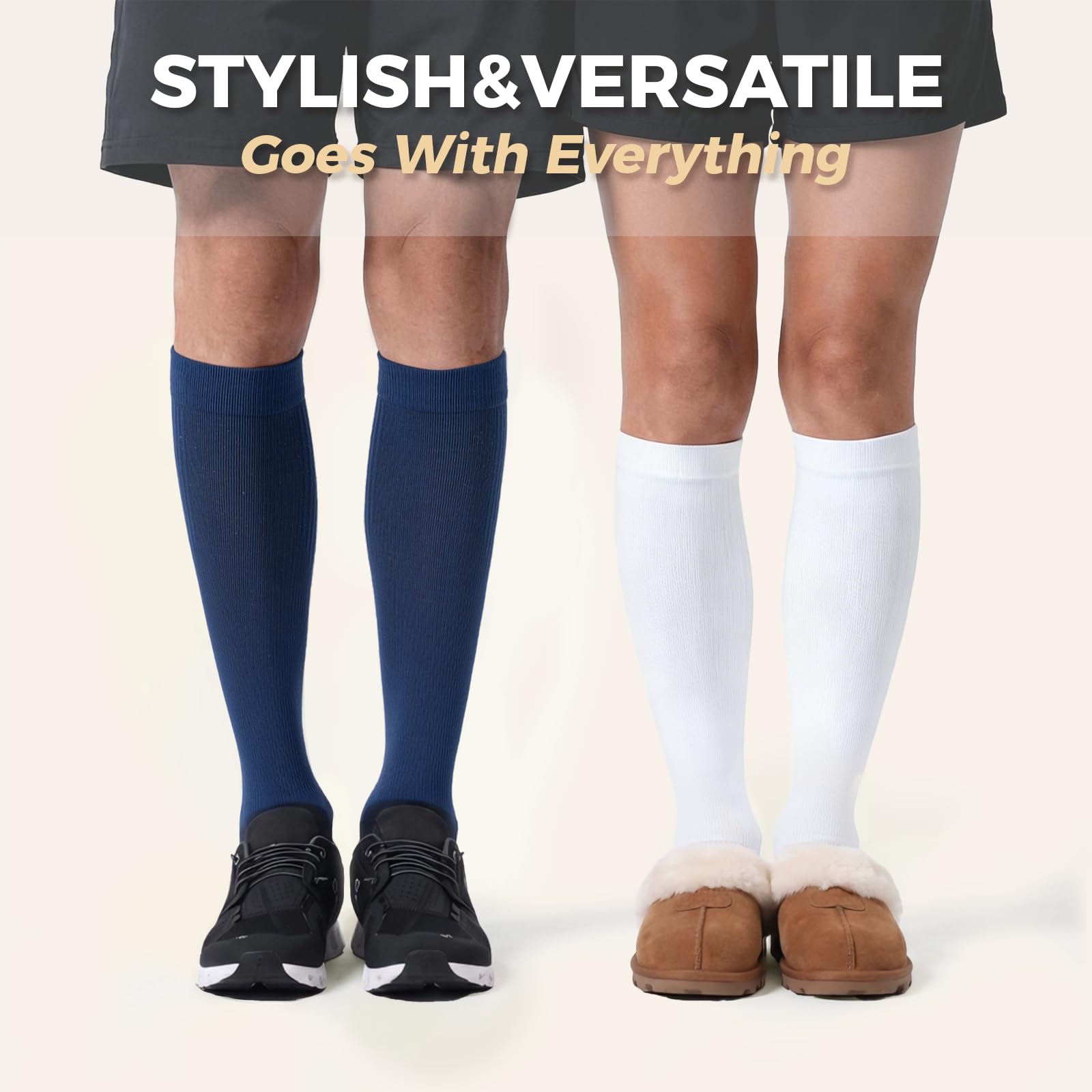 Unisex 15-20 mmHg Compression Support Socks 3-Pack