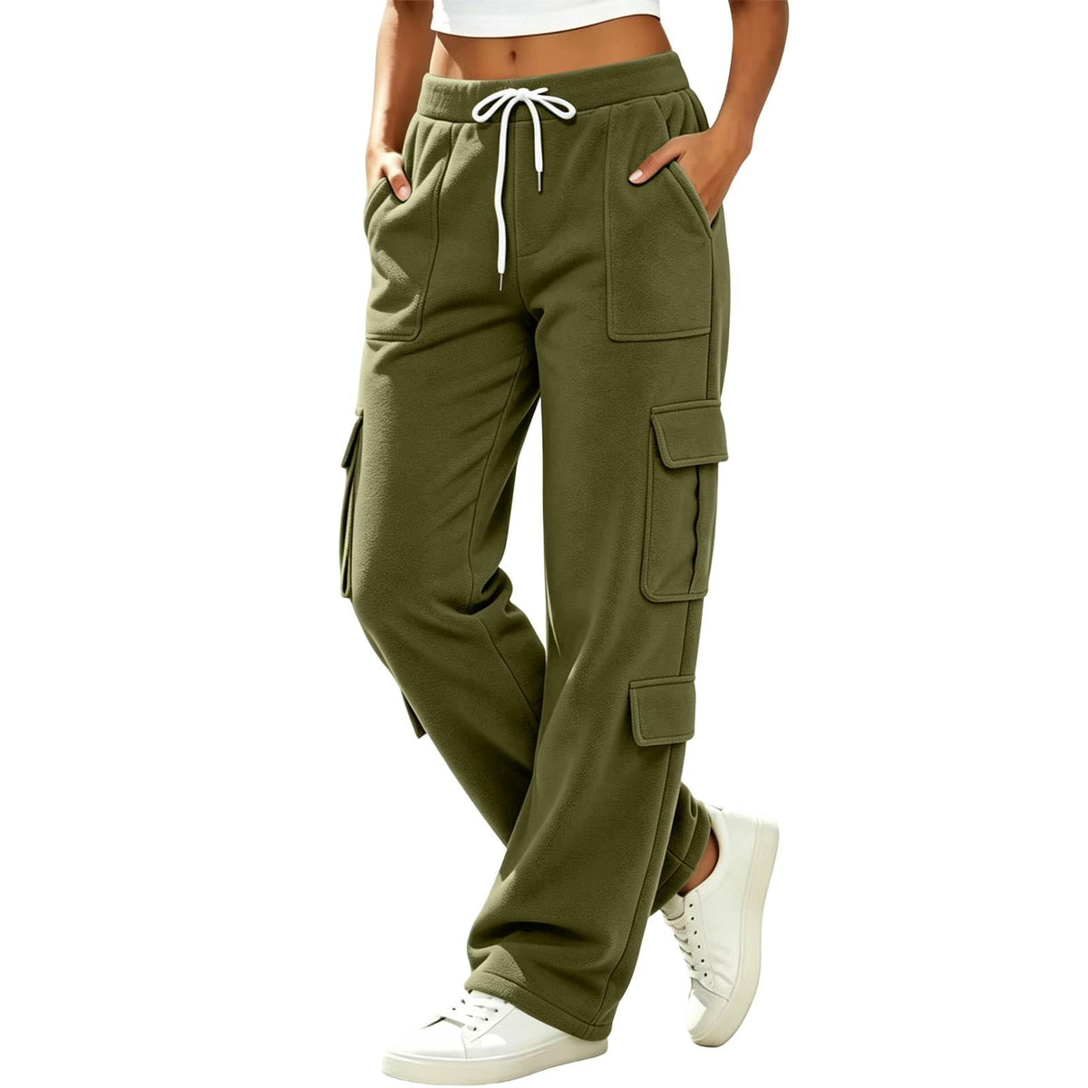 Women's Drawstring Multi-Pocket Cargo Jogger Pants