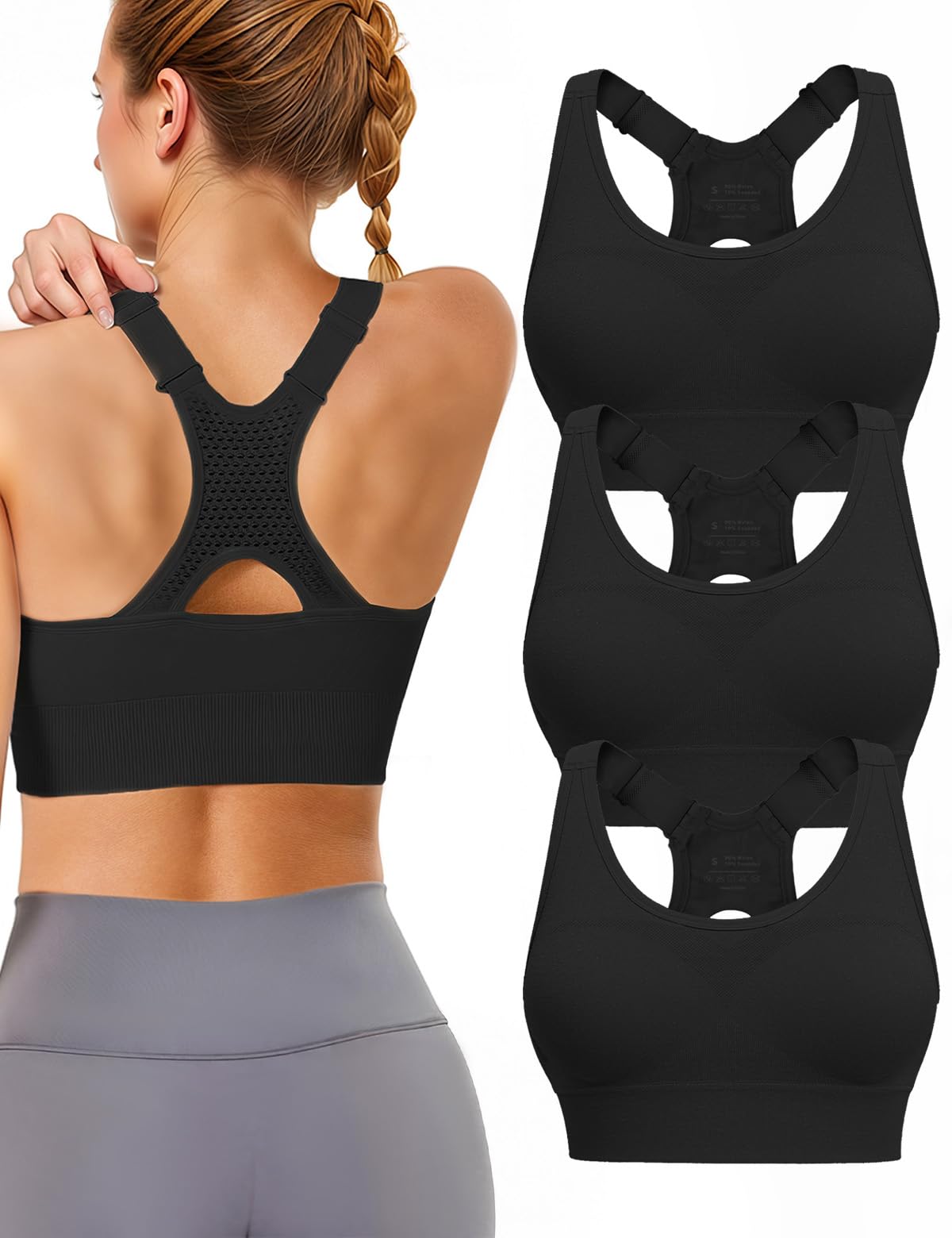 Women's High-Support Adjustable Padded Racerback Sports Bra