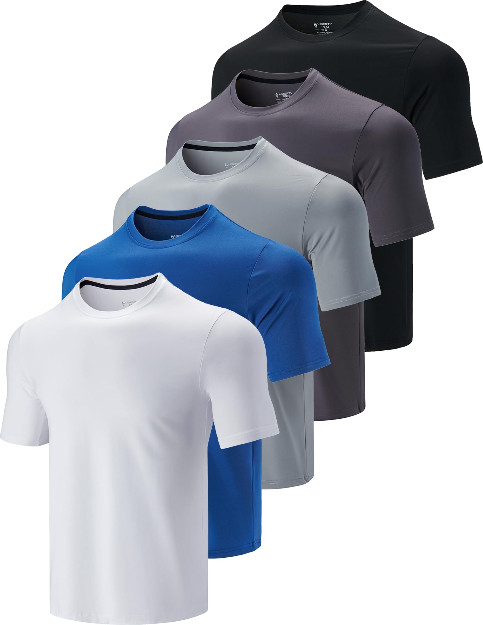 Men's Quick-Dry Crewneck Performance T-Shirts 5-Pack