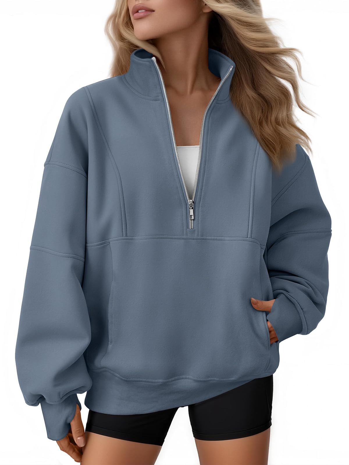 Women's Oversized Fleece Quarter-Zip Performance Pullover