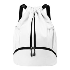 Drawstring Gym Backpack with Separate Shoe Compartment