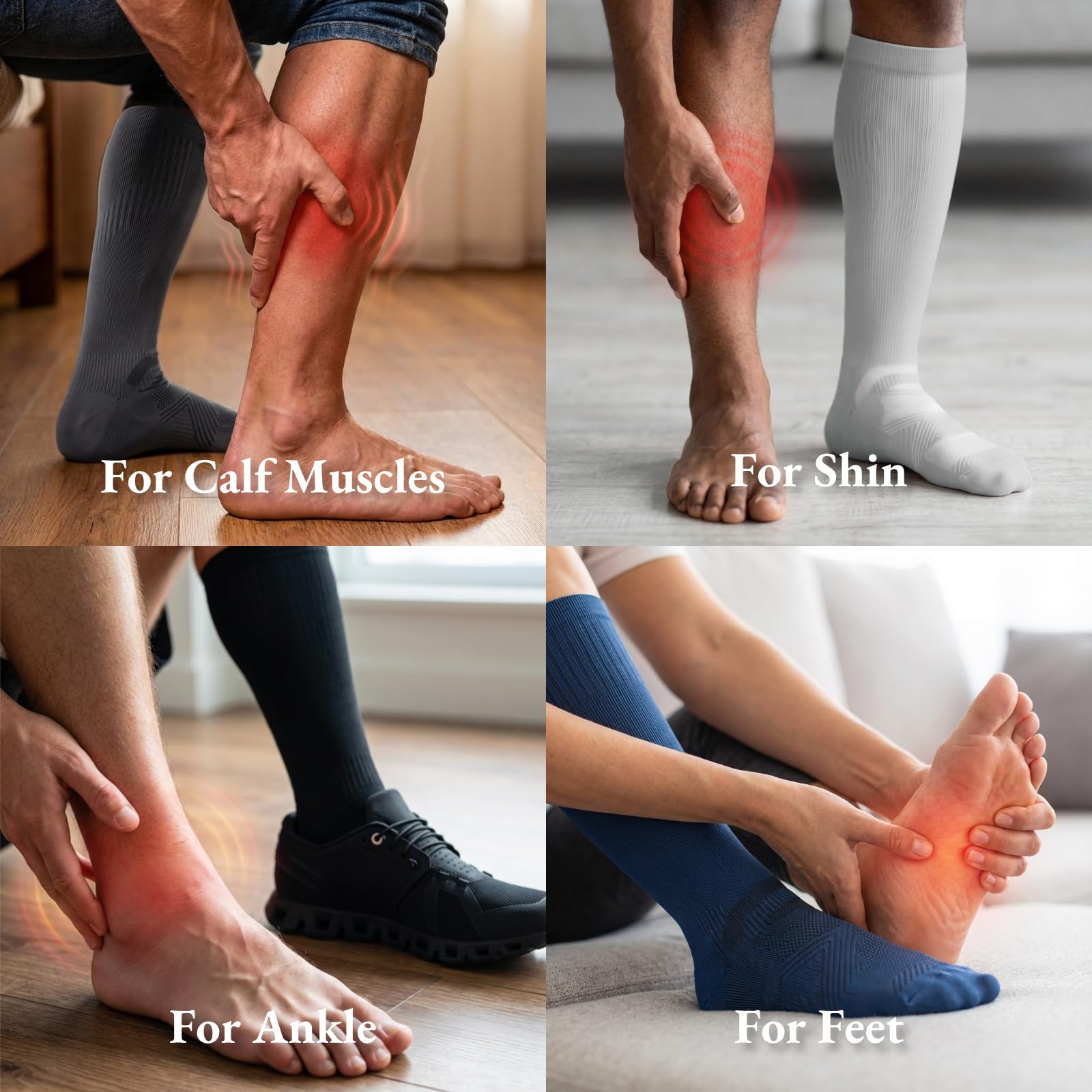 Unisex 15-20 mmHg Compression Support Socks 3-Pack