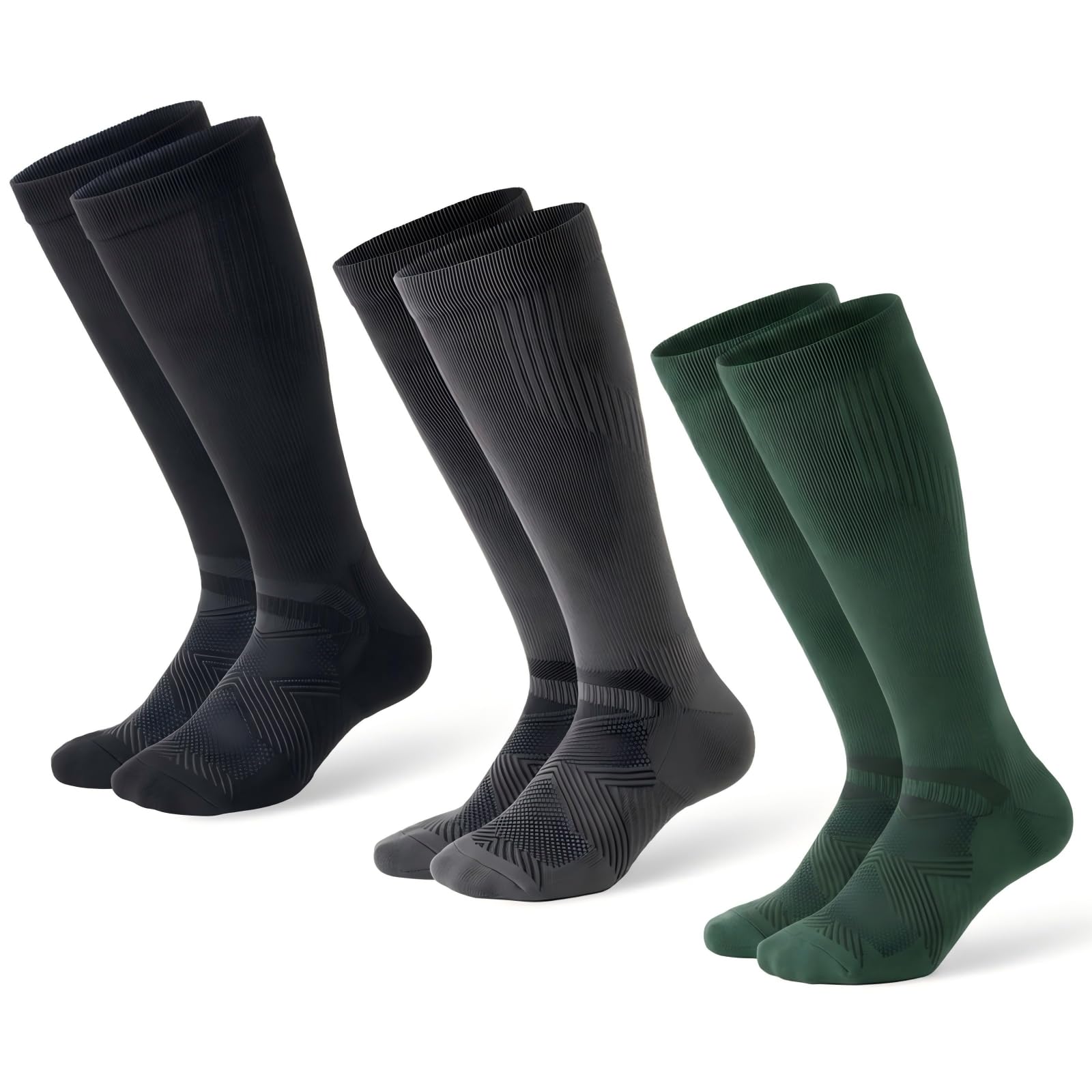 Unisex 15-20 mmHg Compression Support Socks 3-Pack