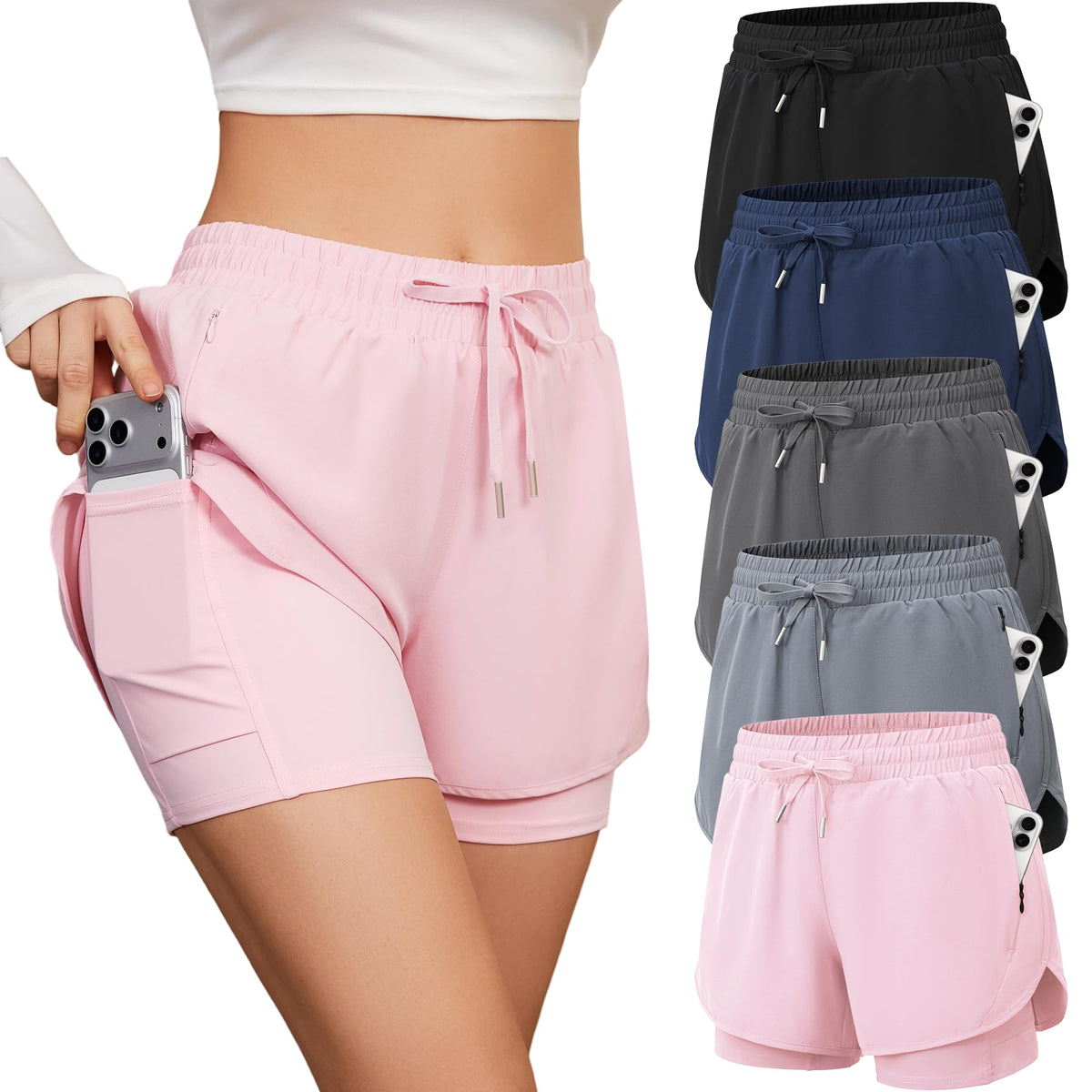 Women's High-Waisted 2-in-1 Running and Training Shorts