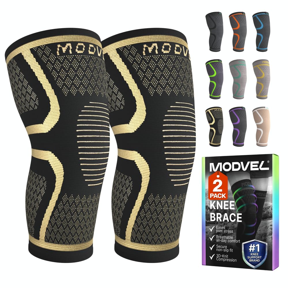 Unisex Compression Knee Support Sleeves for Sports 2-Pack