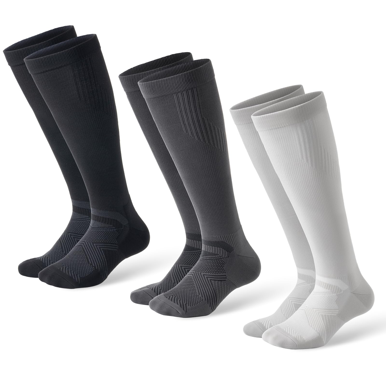 Unisex 15-20 mmHg Compression Support Socks 3-Pack