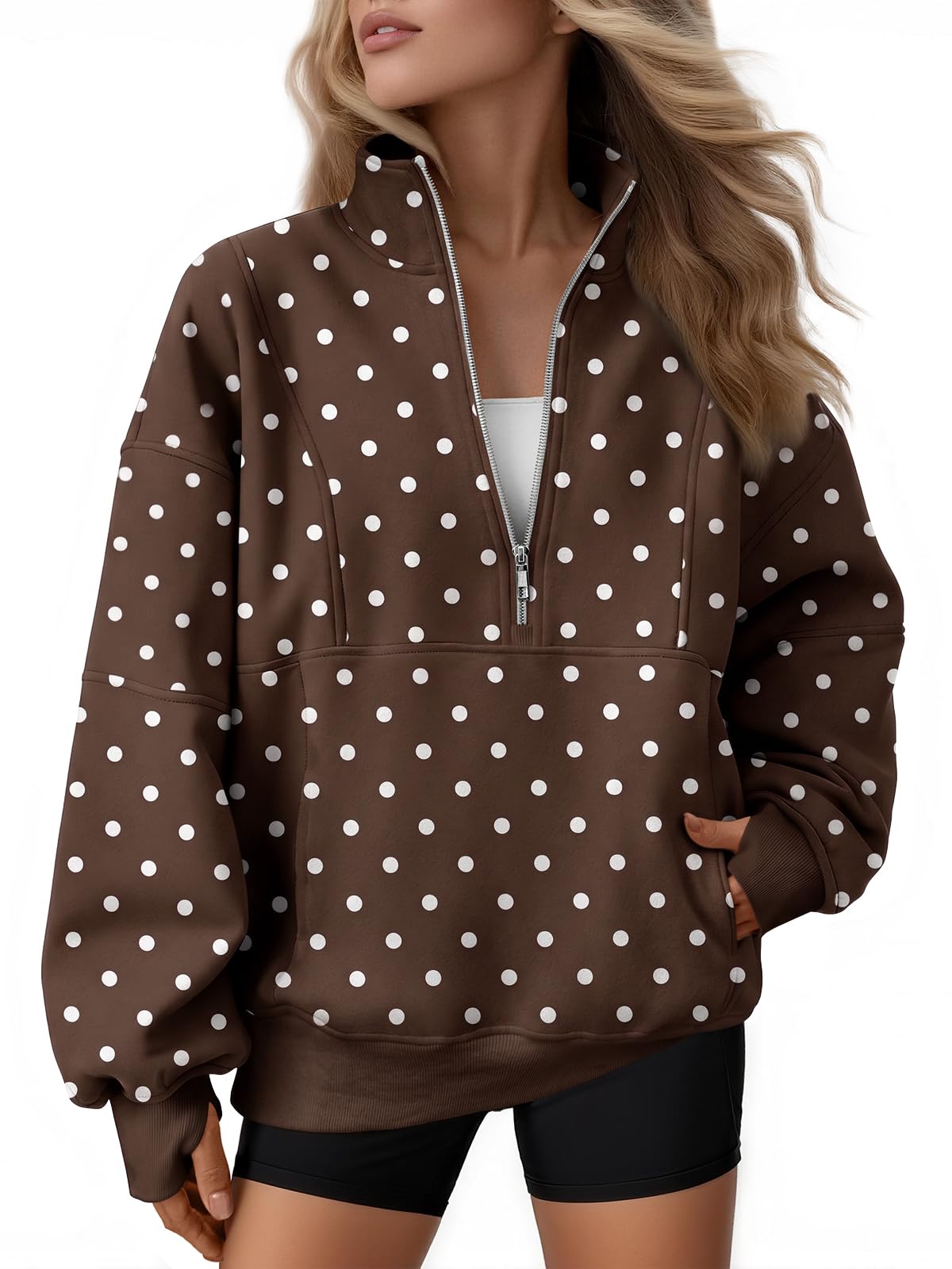 Women's Oversized Fleece Quarter-Zip Performance Pullover
