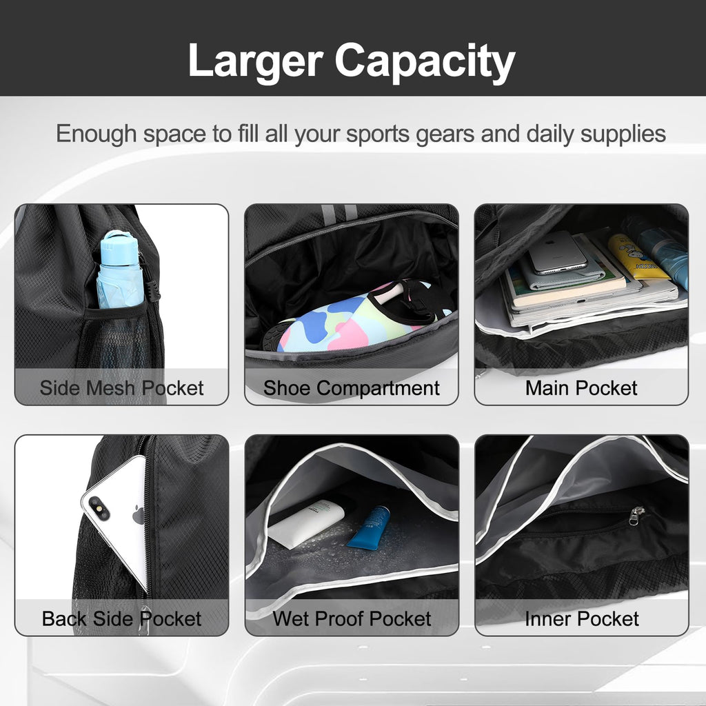 Unisex Drawstring Sports Backpack for Gym and Swimming