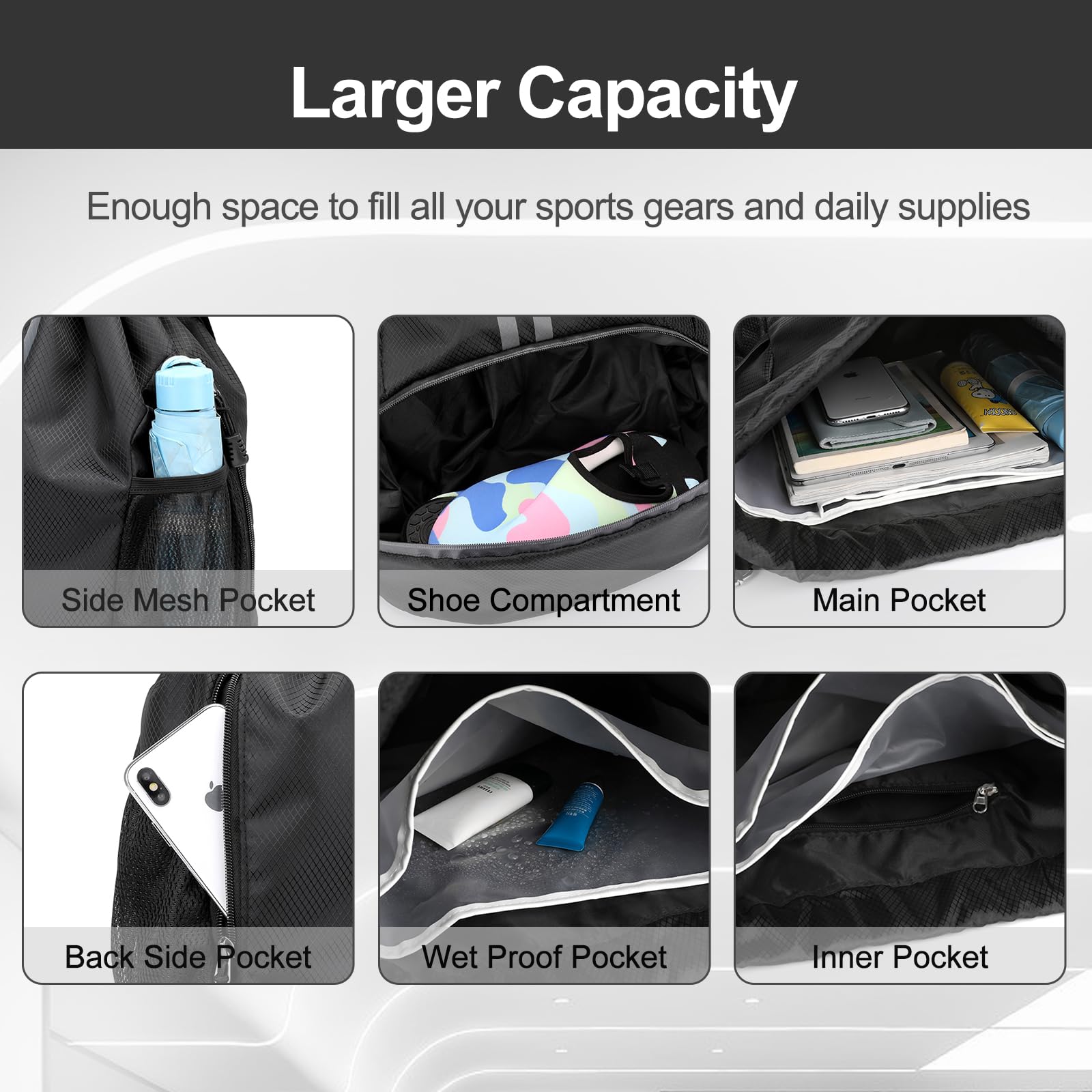 Unisex Drawstring Sports Backpack for Gym and Swimming