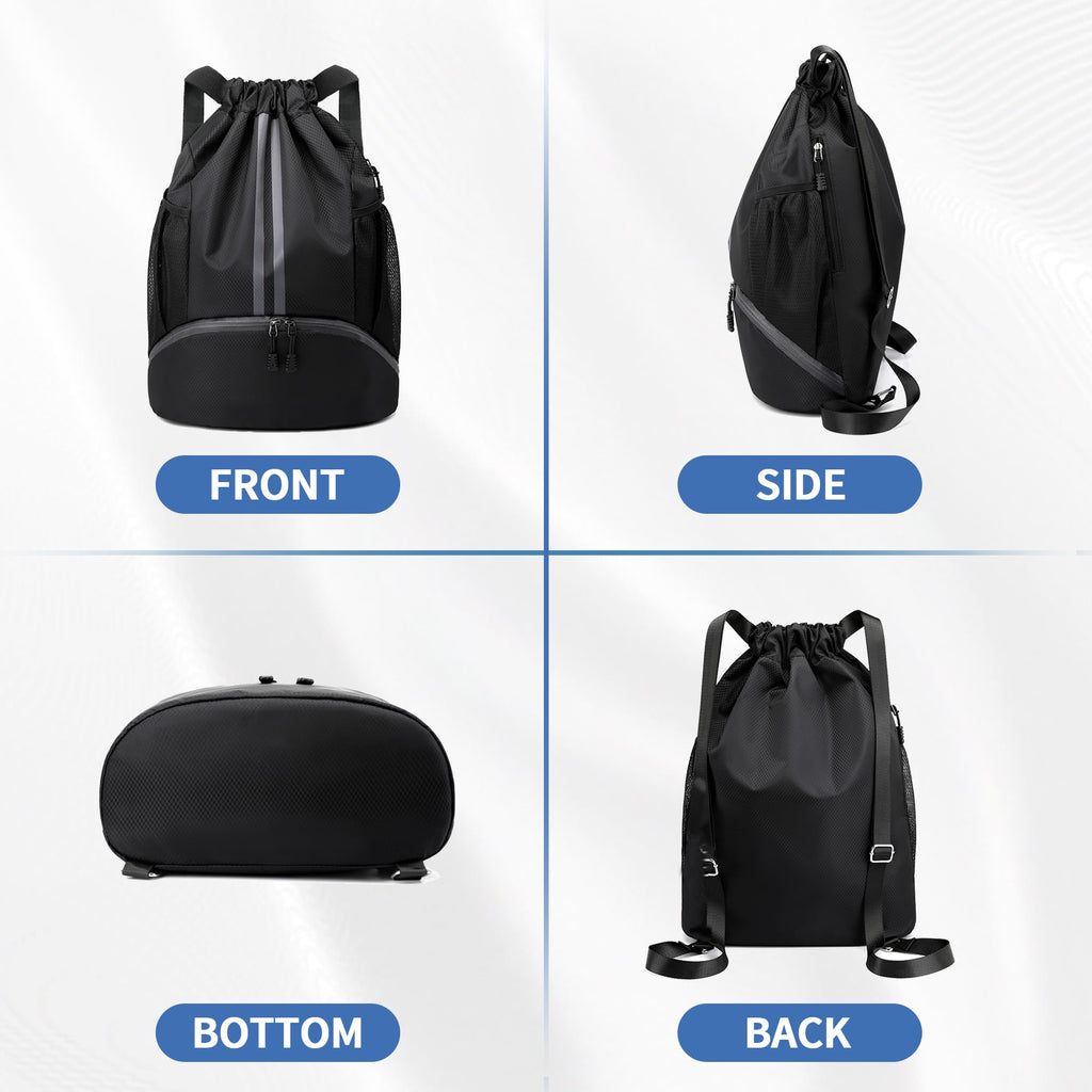 Drawstring Gym Backpack with Separate Shoe Compartment