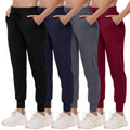 Women's Lightweight Workout Jogger Pants with Pockets 4-Pack