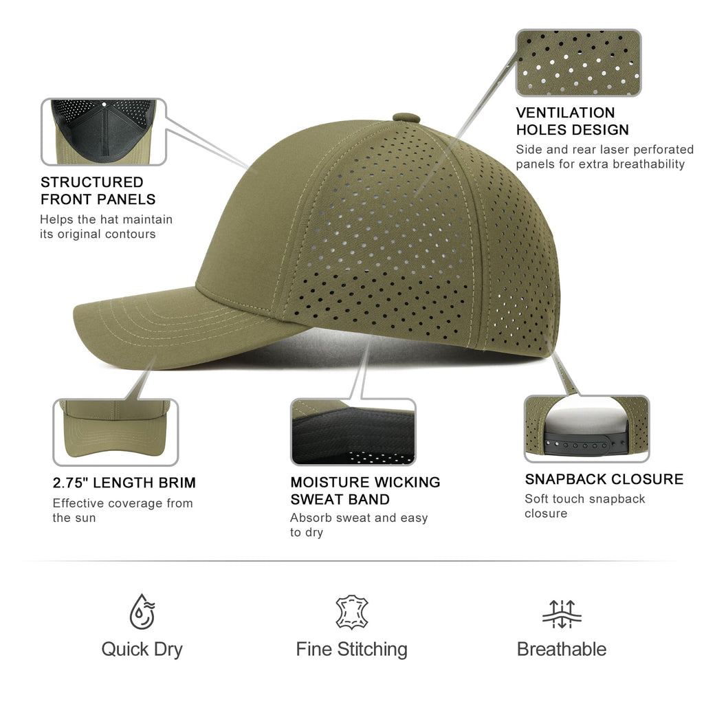 Men's Lightweight Laser Mesh Performance Snapback Cap