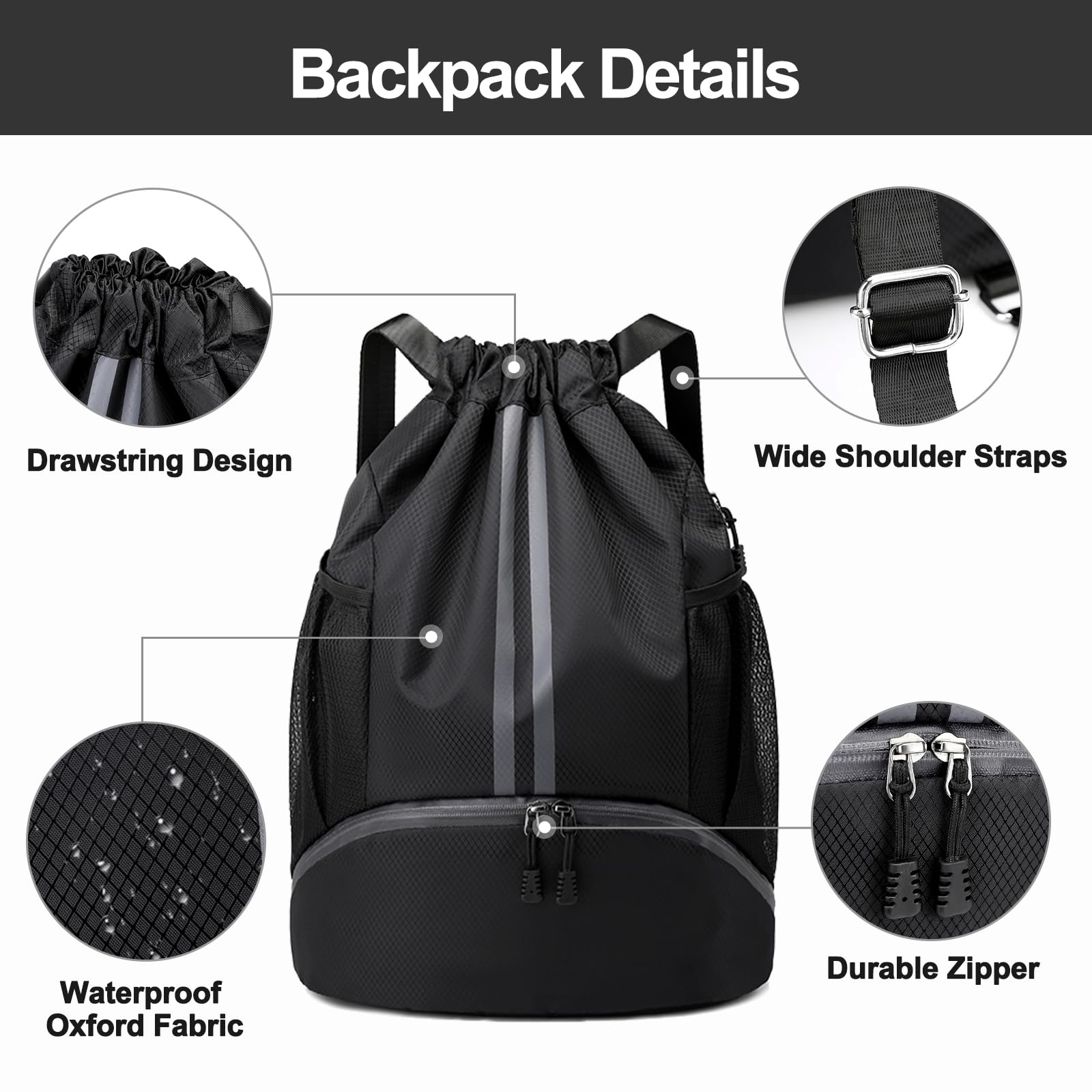 Unisex Drawstring Sports Backpack for Gym and Swimming