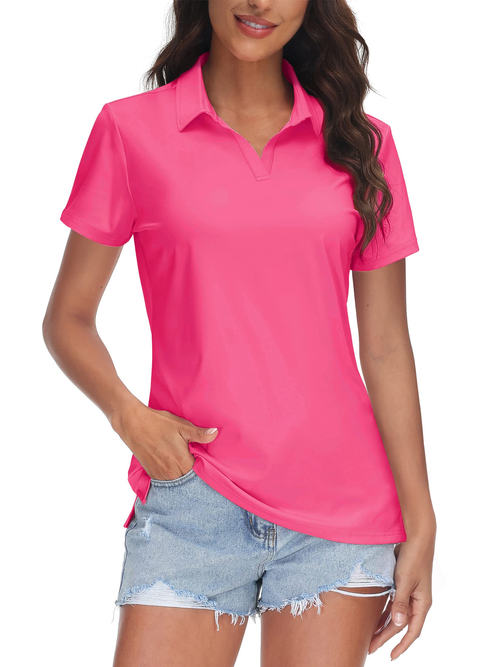 Women's UPF 50+ Quick-Dry Performance V-Neck Polo Shirt