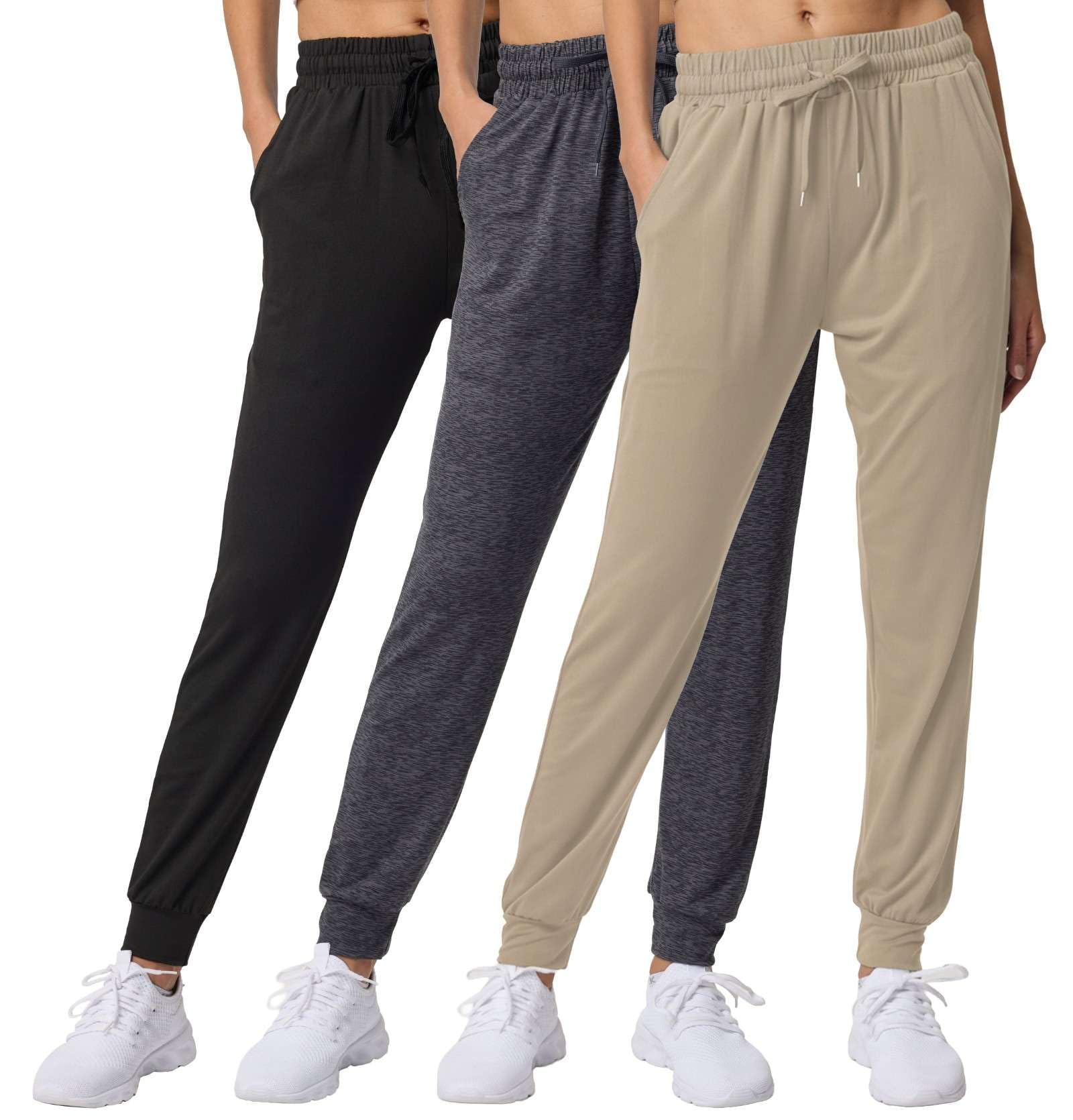 Women's Lightweight Yoga and Workout Jogger Pants 3-Pack