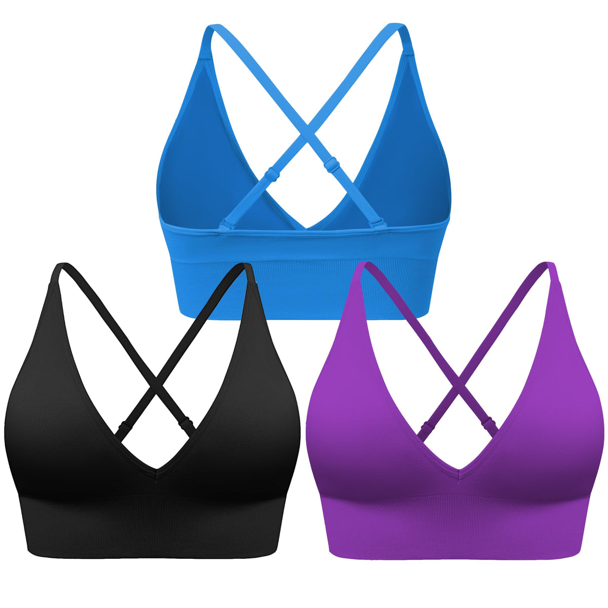 Women's V-Neck Seamless Adjustable Padded Sports Bra
