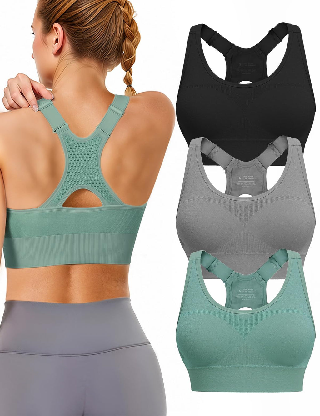 Women's High-Support Adjustable Padded Racerback Sports Bra