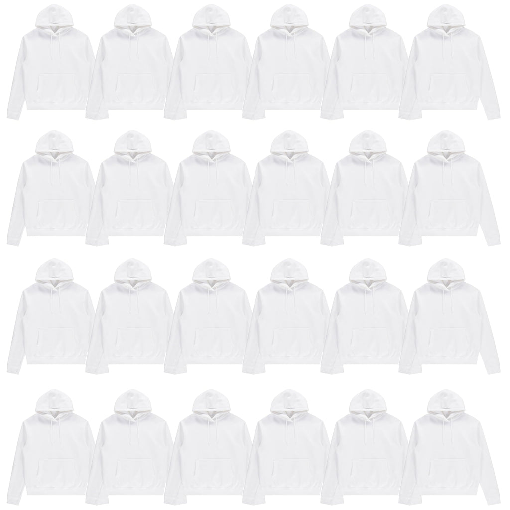 BILLIONHATS 24 Pack of Wholesale Hoodie Sweatshirts, Men's Women's Unisex Hoodies Cotton Blend, Bulk Adults Sweatshirt, Homeless Donation WHITE SIZE 3X-LARGE