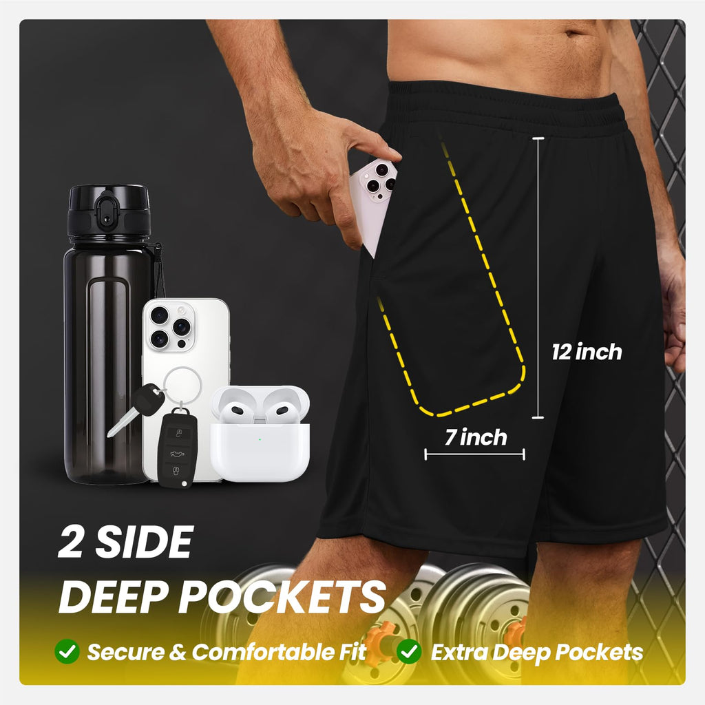 BALENNZ Mens Athletic Shorts with Pockets Quick Dry Workout Shorts Men
