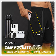 Men's Quick-Dry Athletic Training Shorts with Pockets