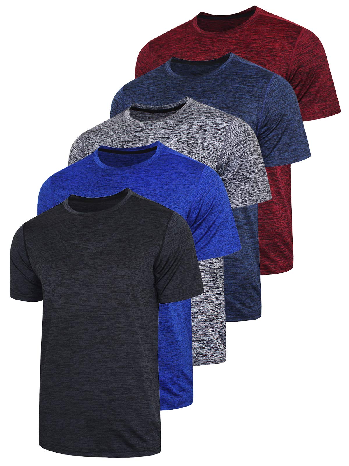 Men's Quick-Dry Crewneck Performance T-Shirts 5-Pack