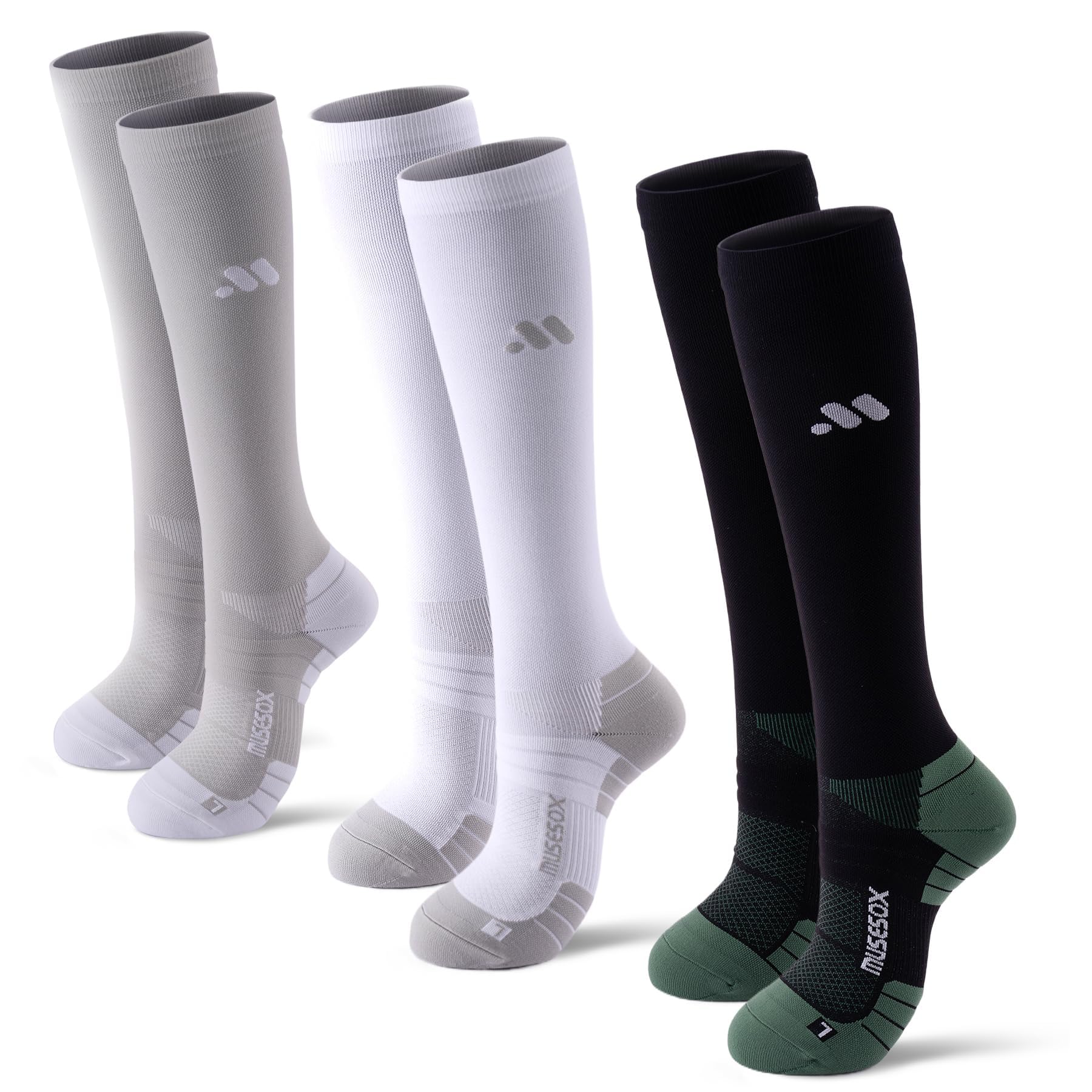 Unisex 15-20 mmHg Compression Support Socks 3-Pack