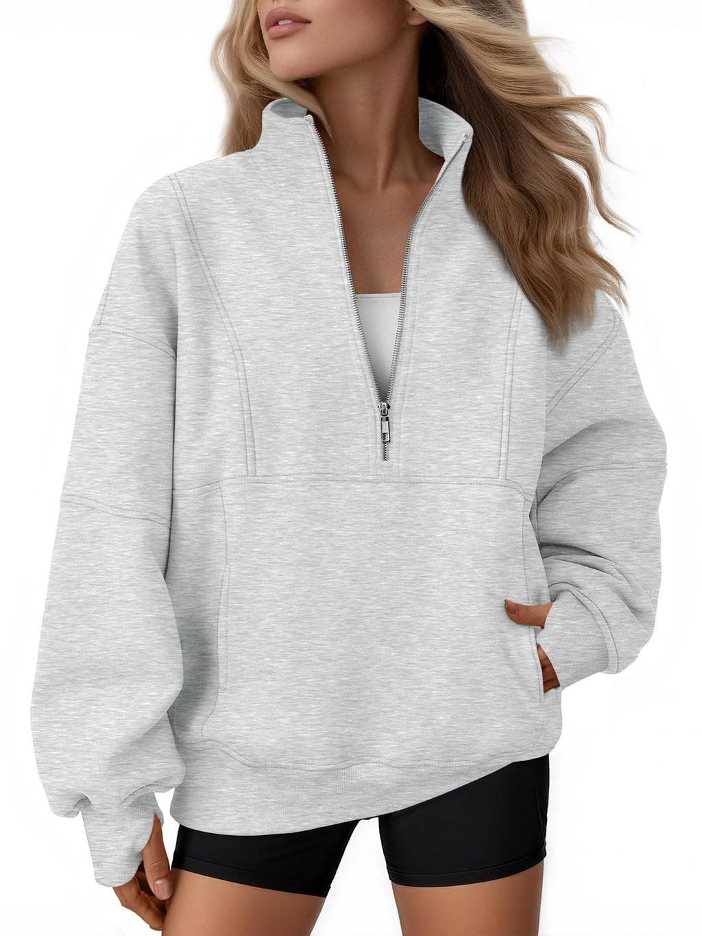 Women's Oversized Fleece Quarter-Zip Performance Pullover