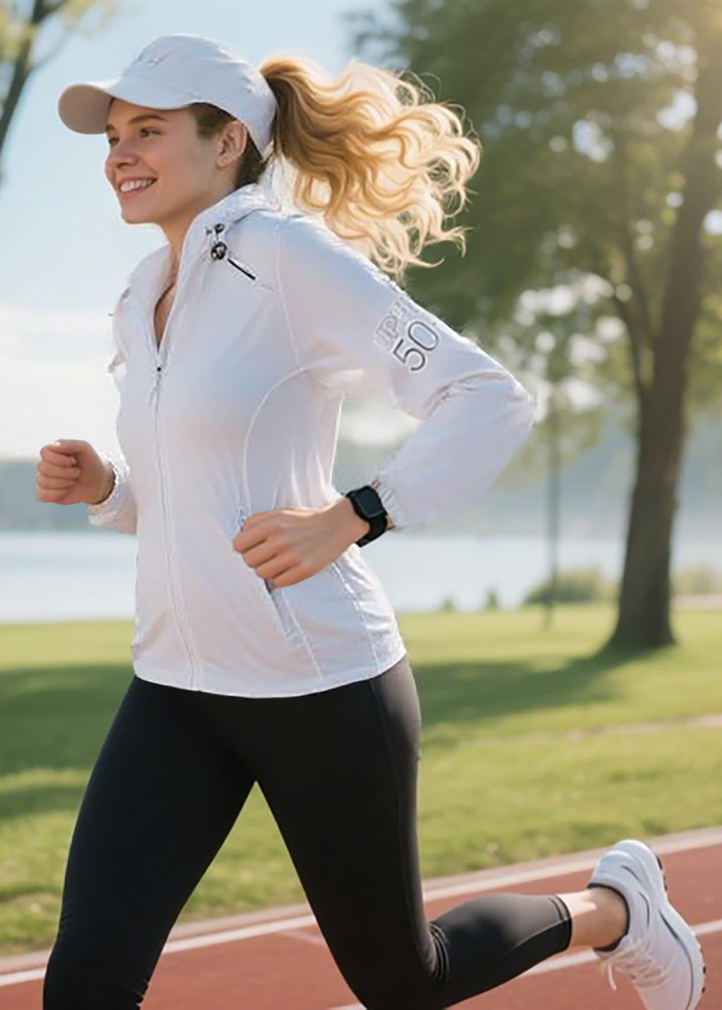 Women's UPF 50+ Hooded Sun Protection Running Jacket