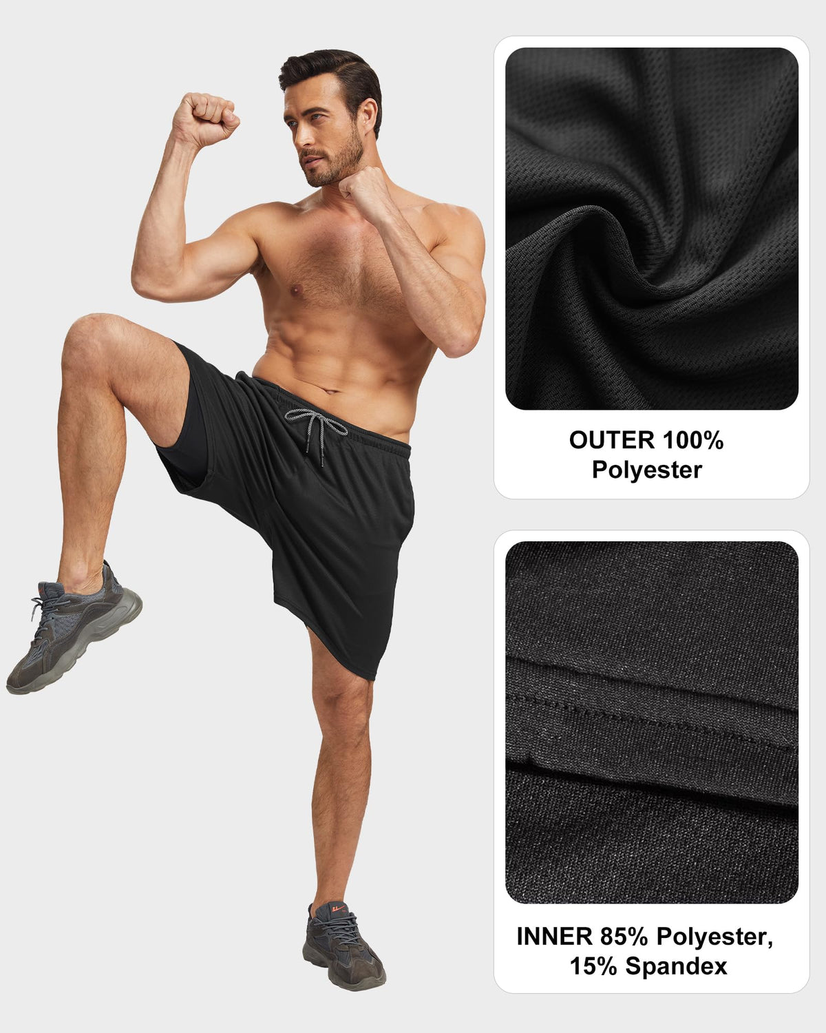 Men's 2-in-1 Running Shorts with Compression Liner 5-Pack
