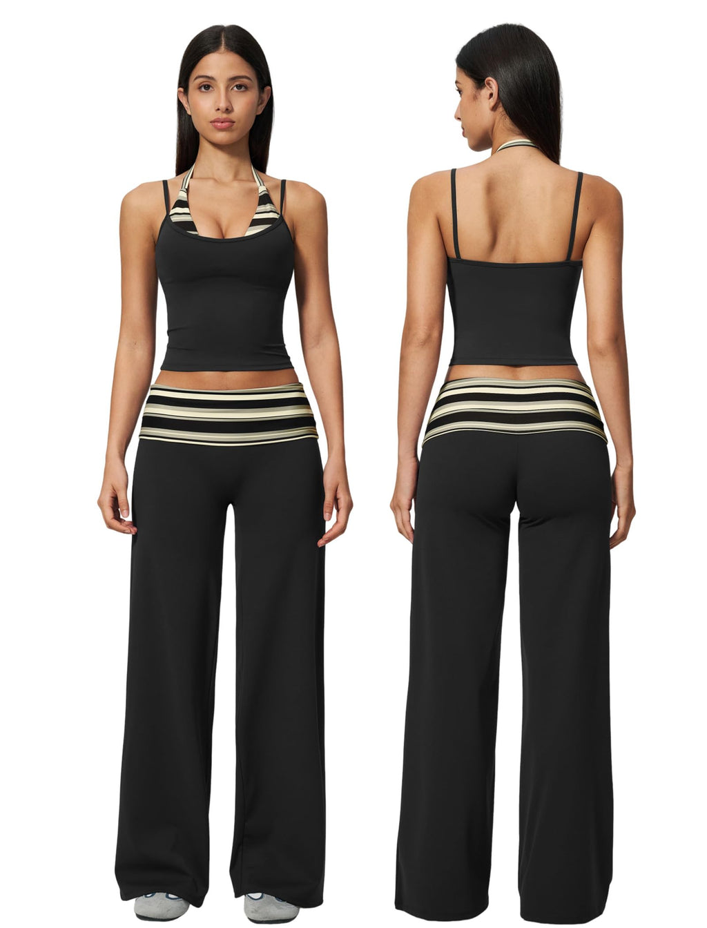 Women's Halter Top and Wide-Leg Yoga Pants 2-Piece Set