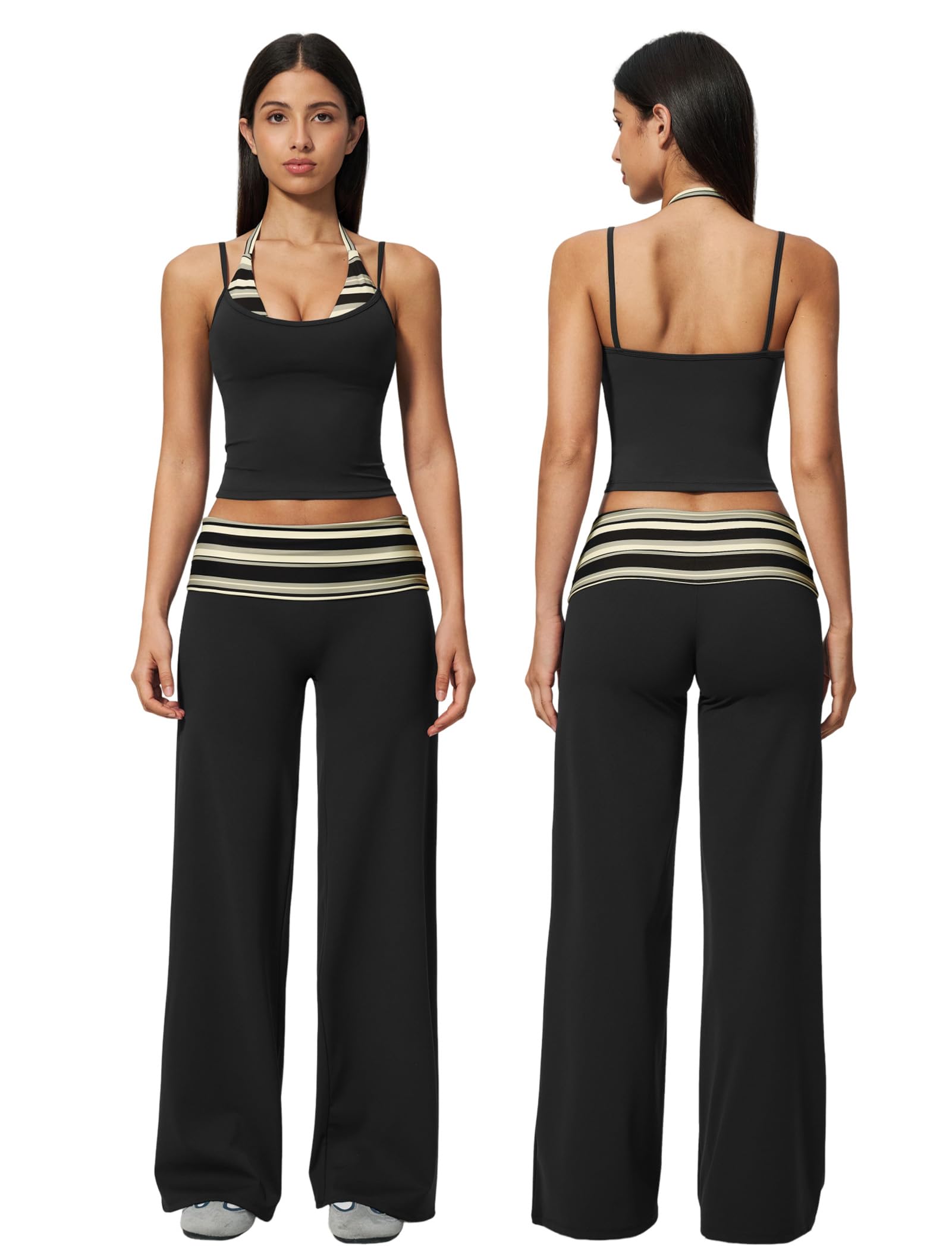 Women's Halter Top and Wide-Leg Yoga Pants 2-Piece Set