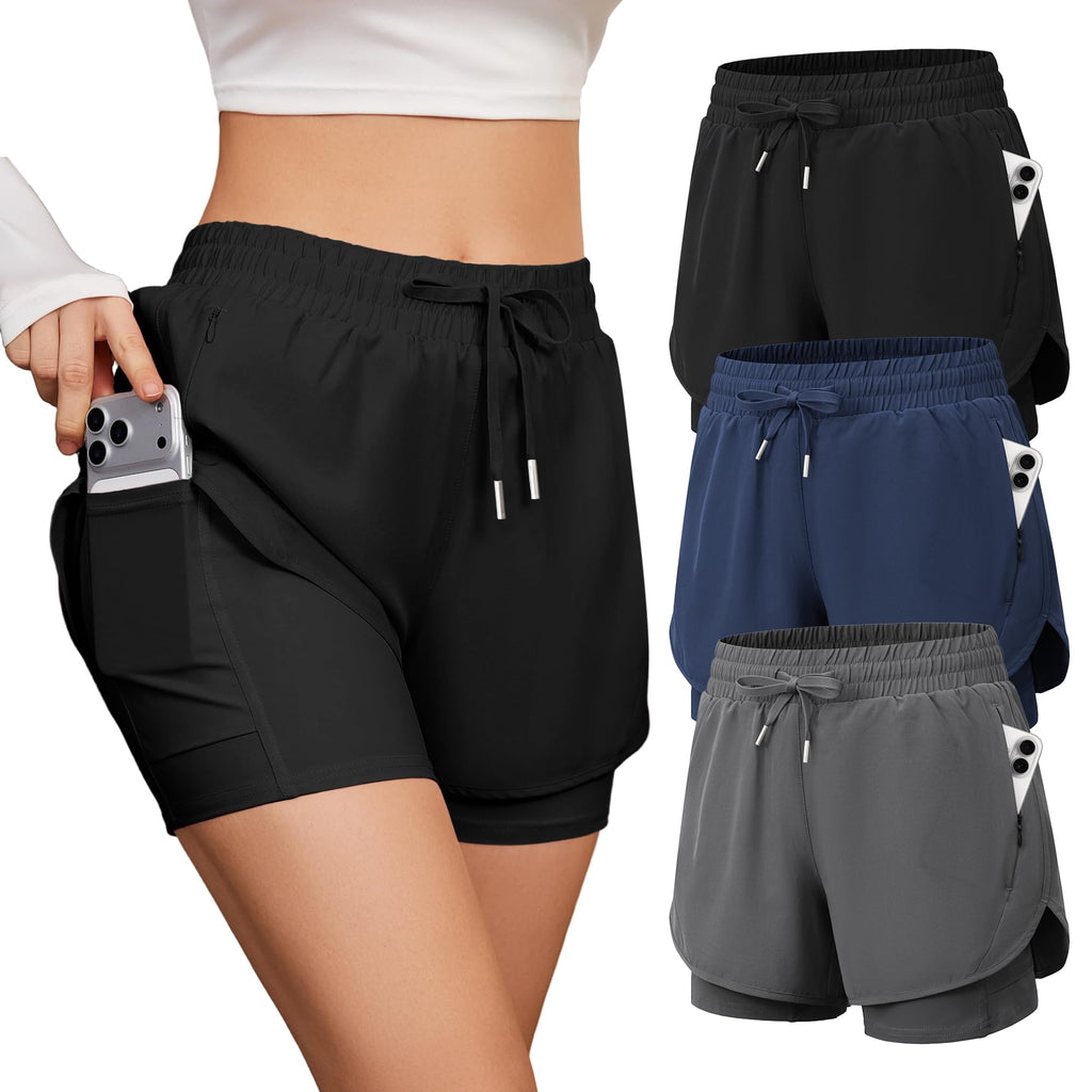 Women's High-Waisted 2-in-1 Running and Training Shorts