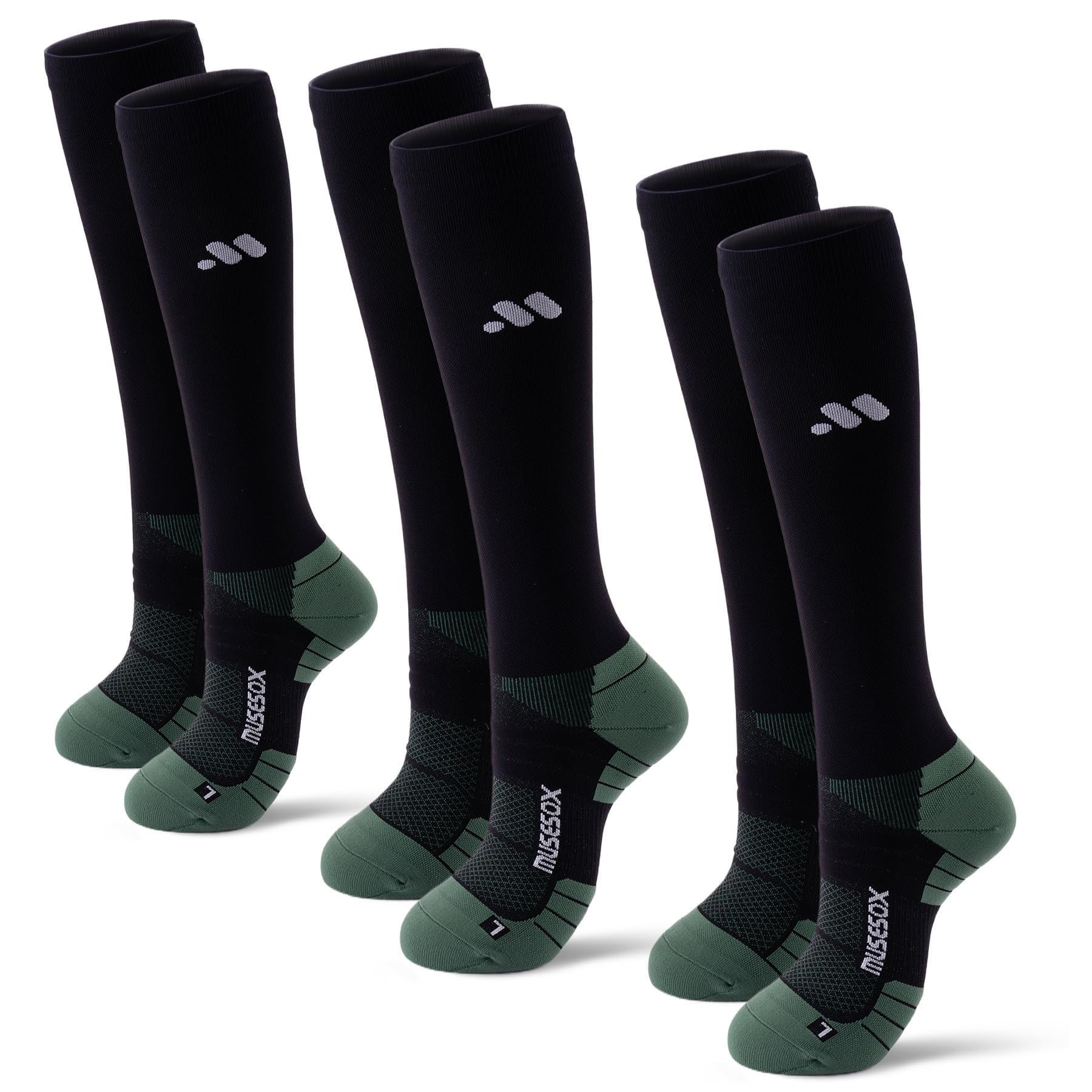 Unisex 15-20 mmHg Compression Support Socks 3-Pack