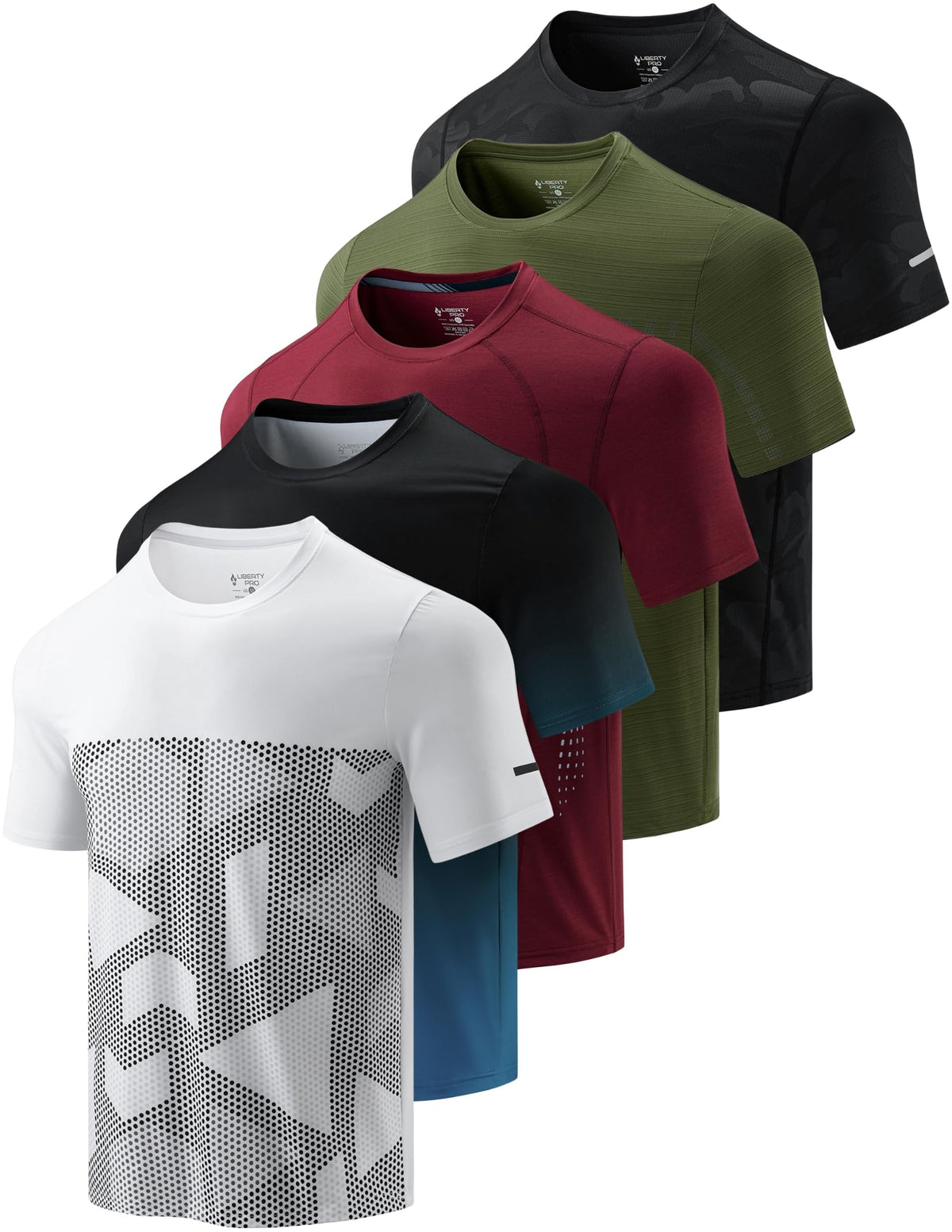 Men's Quick-Dry Crewneck Performance T-Shirts 5-Pack