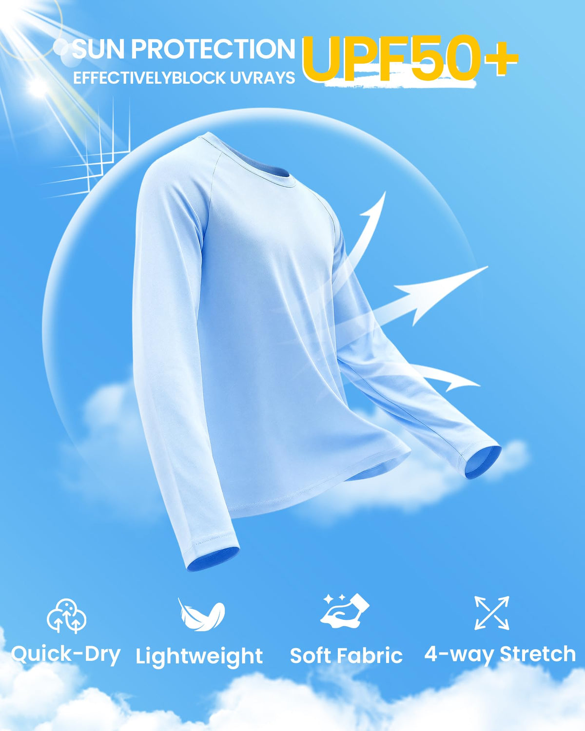 Men's Quick-Dry Moisture-Wicking Long-Sleeve Shirts 4-Pack