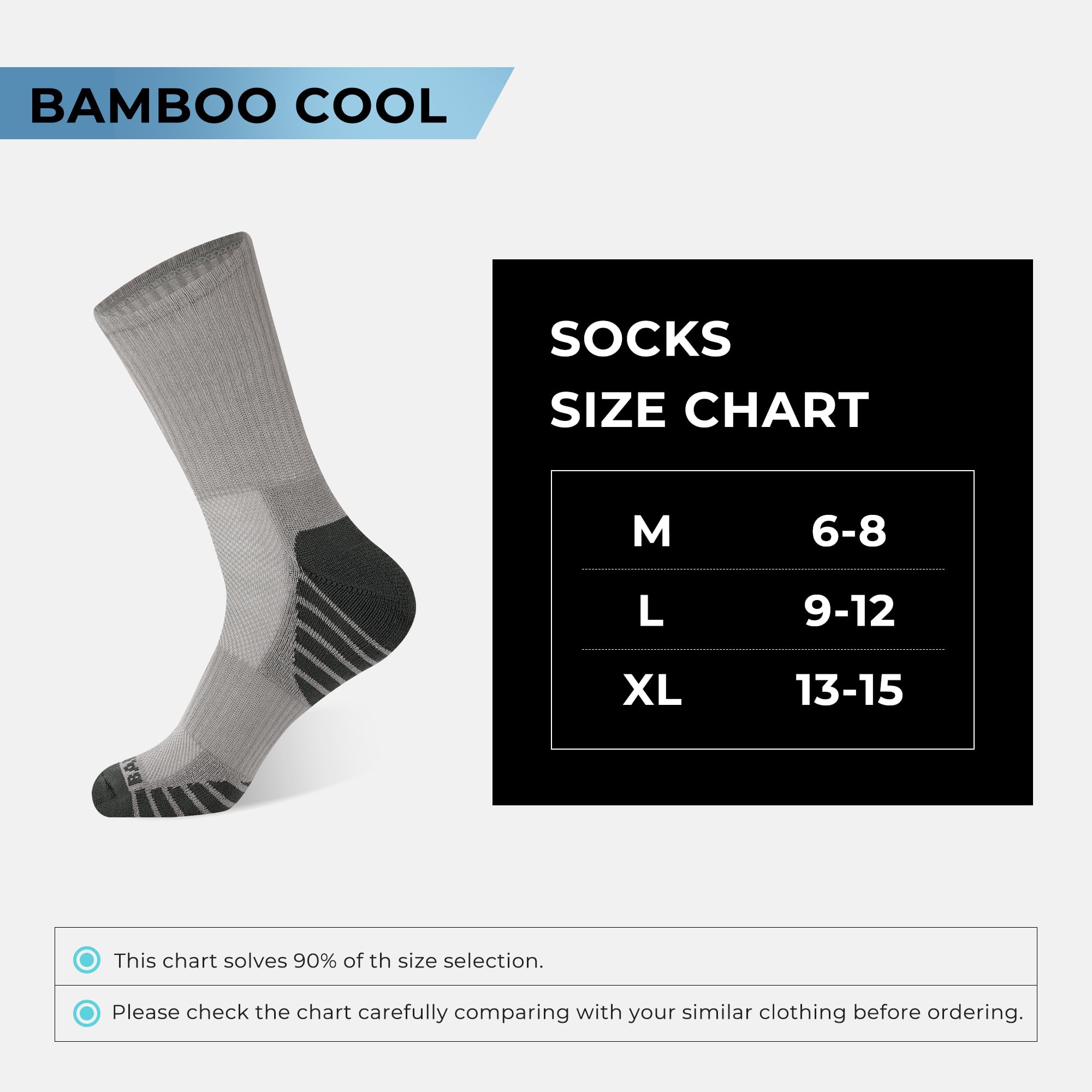 Men's Cushioned Moisture-Wicking Athletic Crew Socks 6-Pack