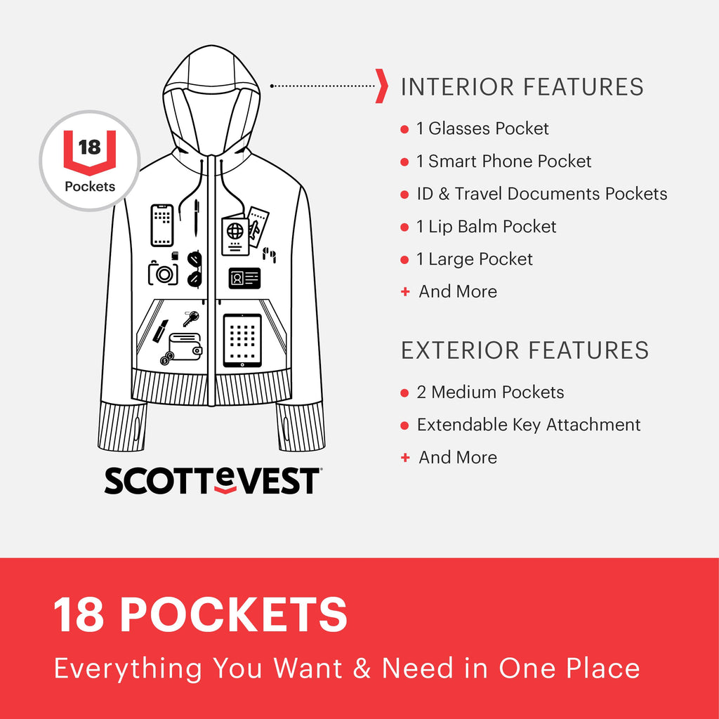 Women's Multi-Pocket Zip-Up Performance Travel Hoodie