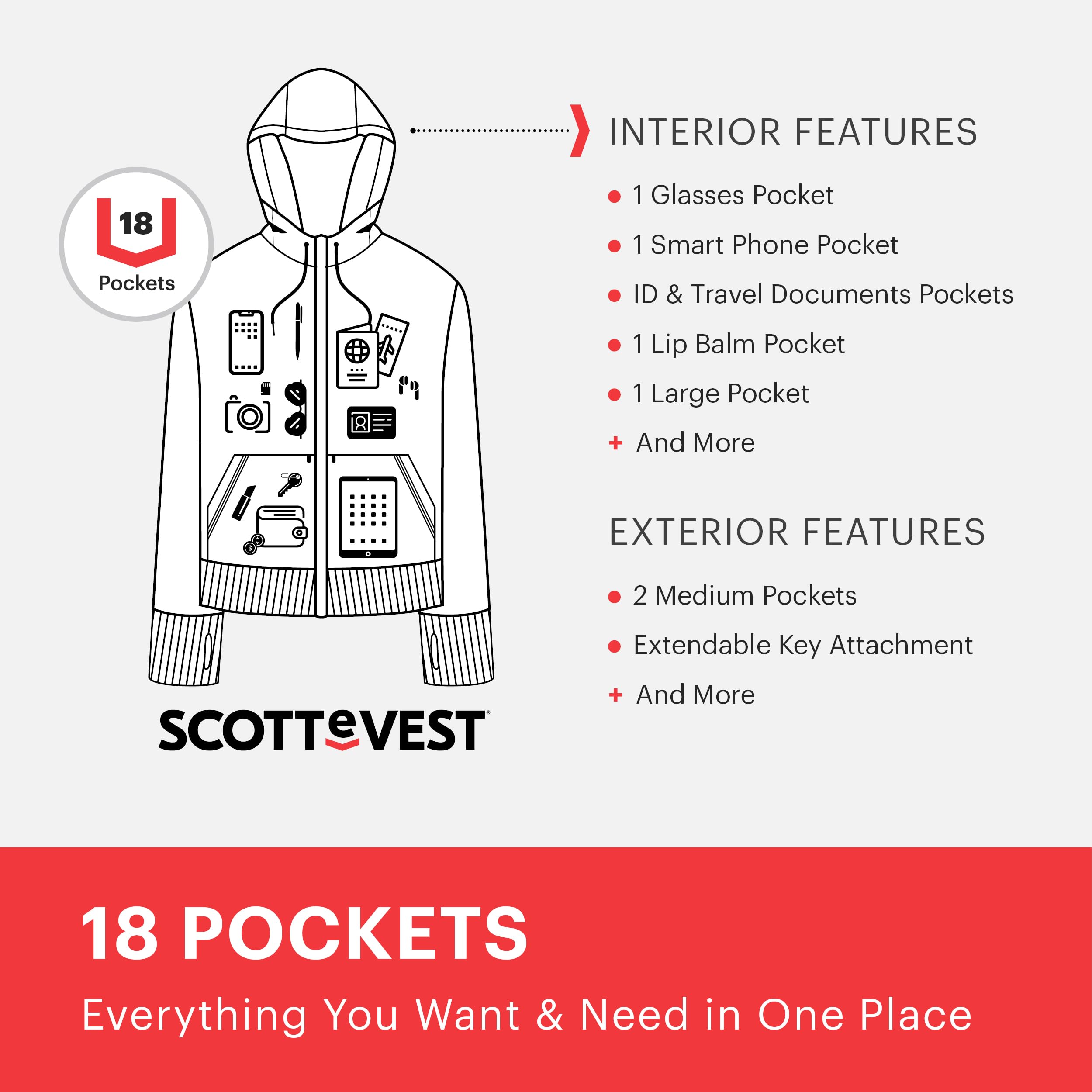 Women's Multi-Pocket Zip-Up Performance Travel Hoodie