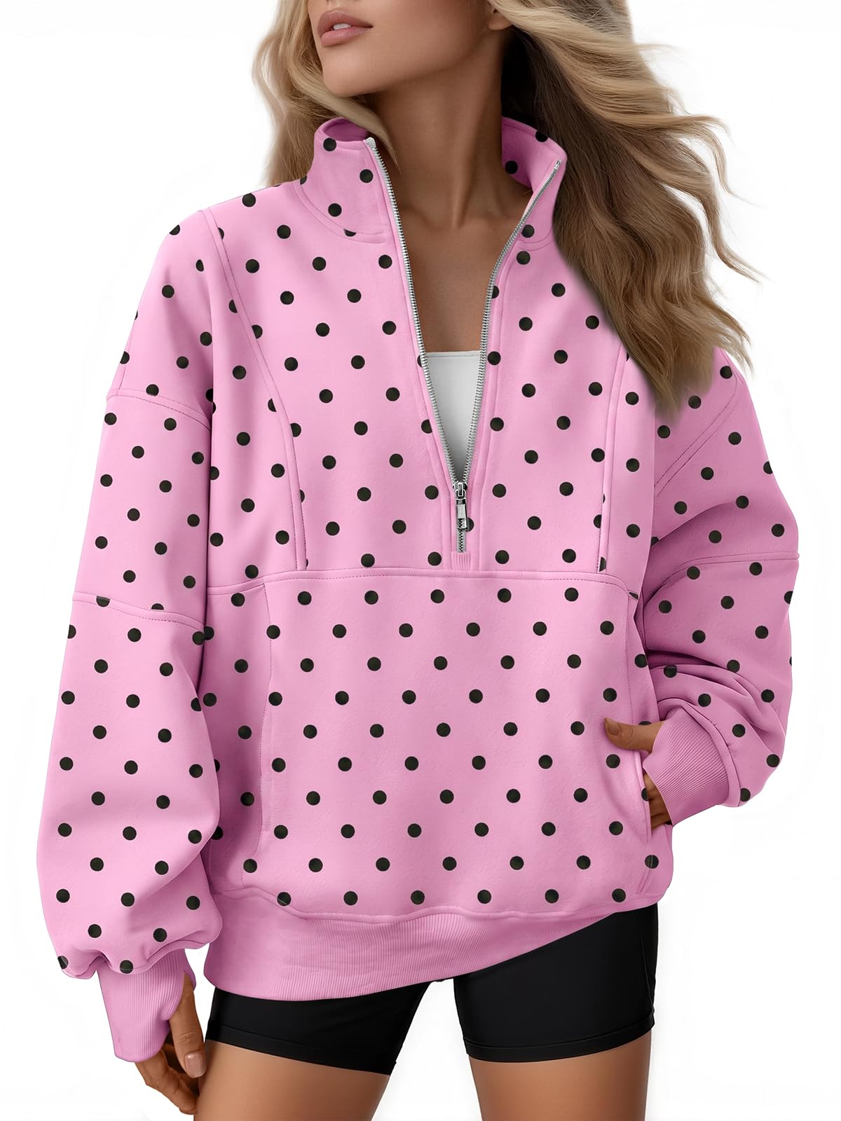 Women's Oversized Fleece Quarter-Zip Performance Pullover