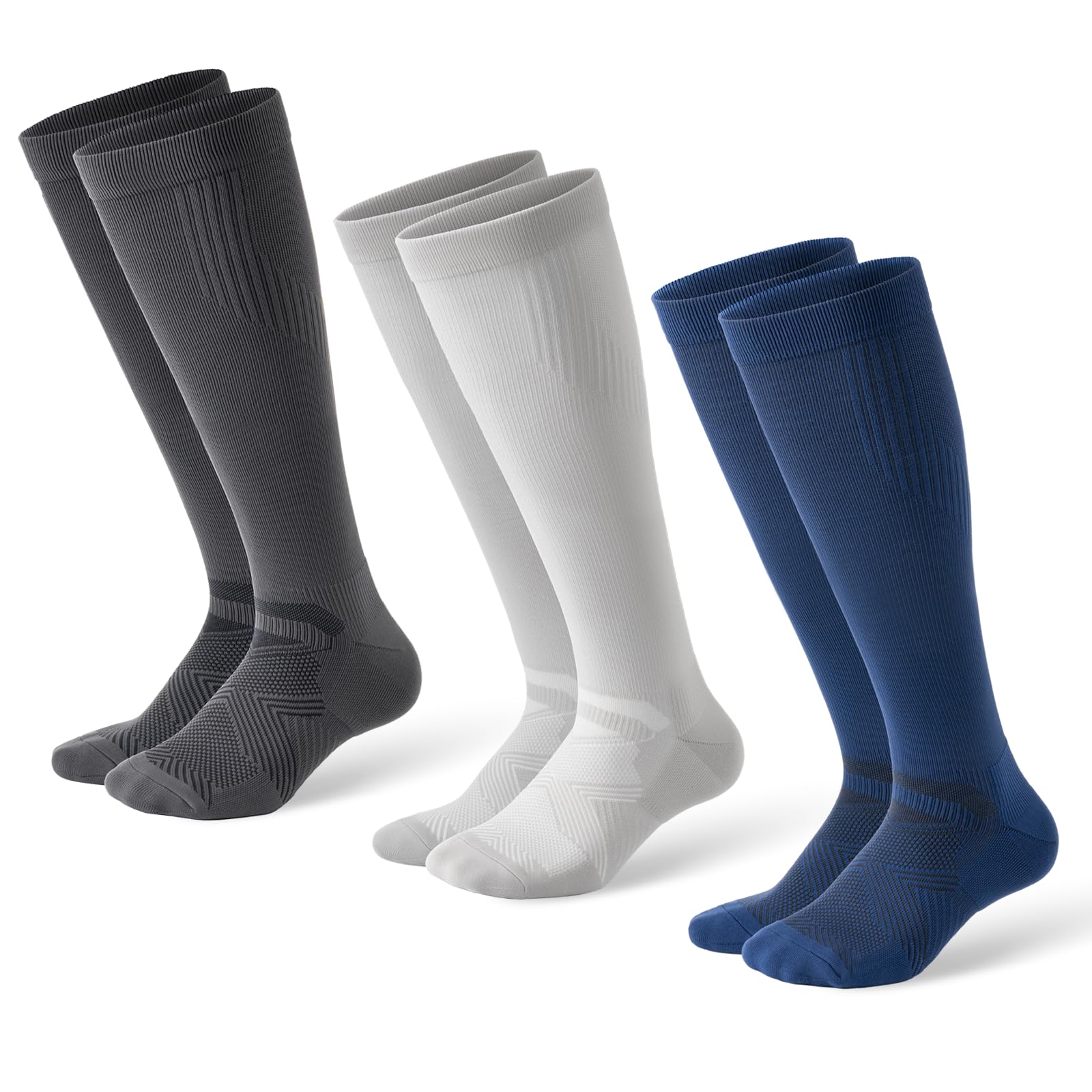 Unisex 15-20 mmHg Compression Support Socks 3-Pack