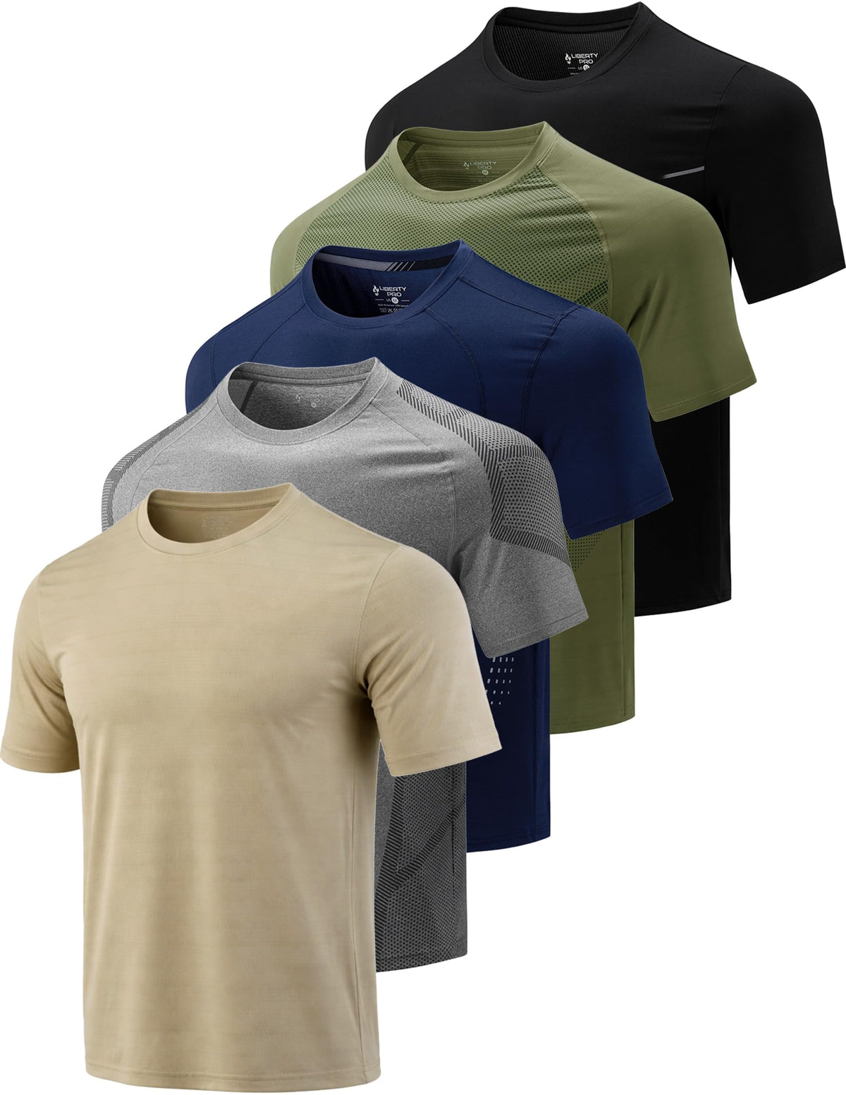 Men's Quick-Dry Crewneck Performance T-Shirts 5-Pack