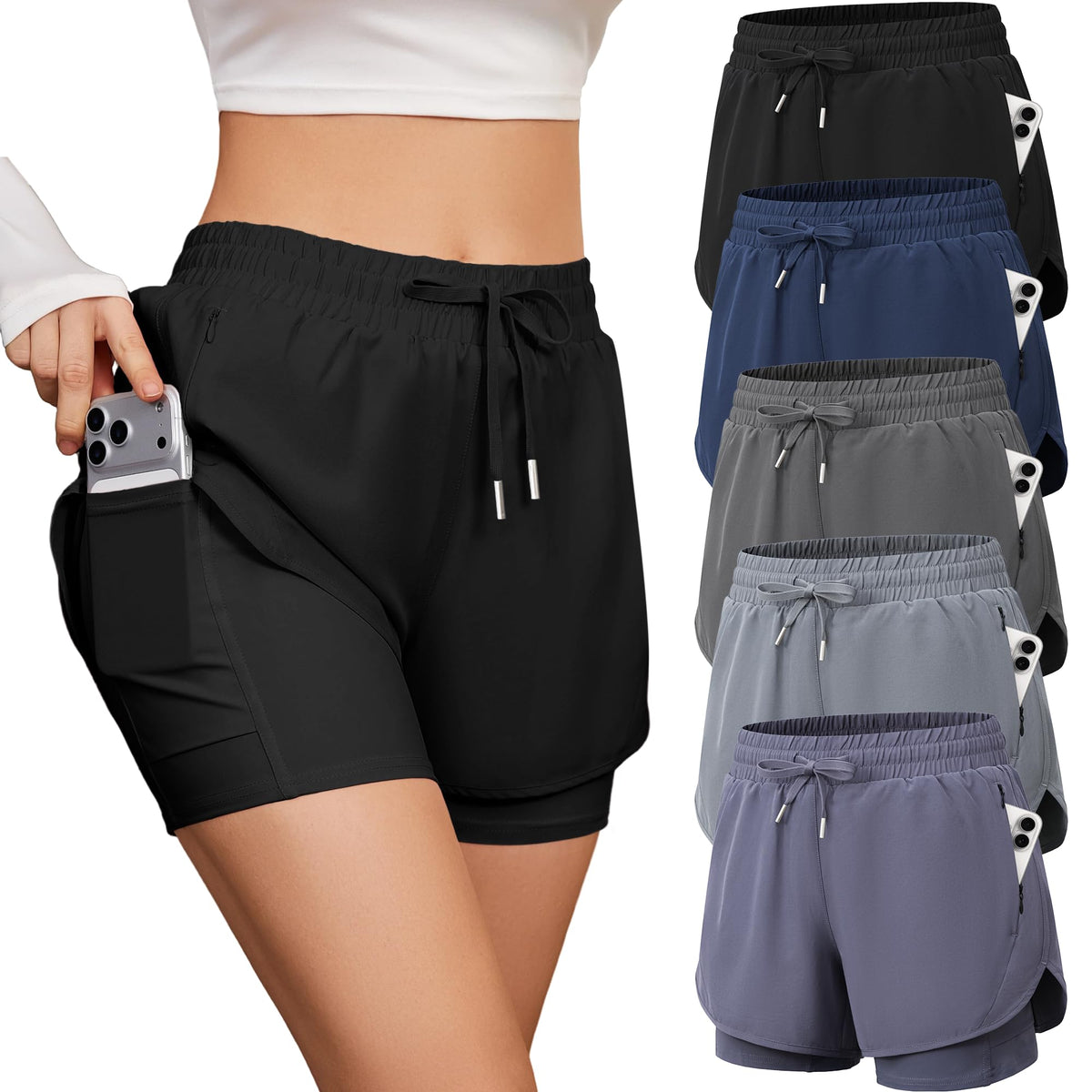 Women's High-Waisted 2-in-1 Running and Training Shorts