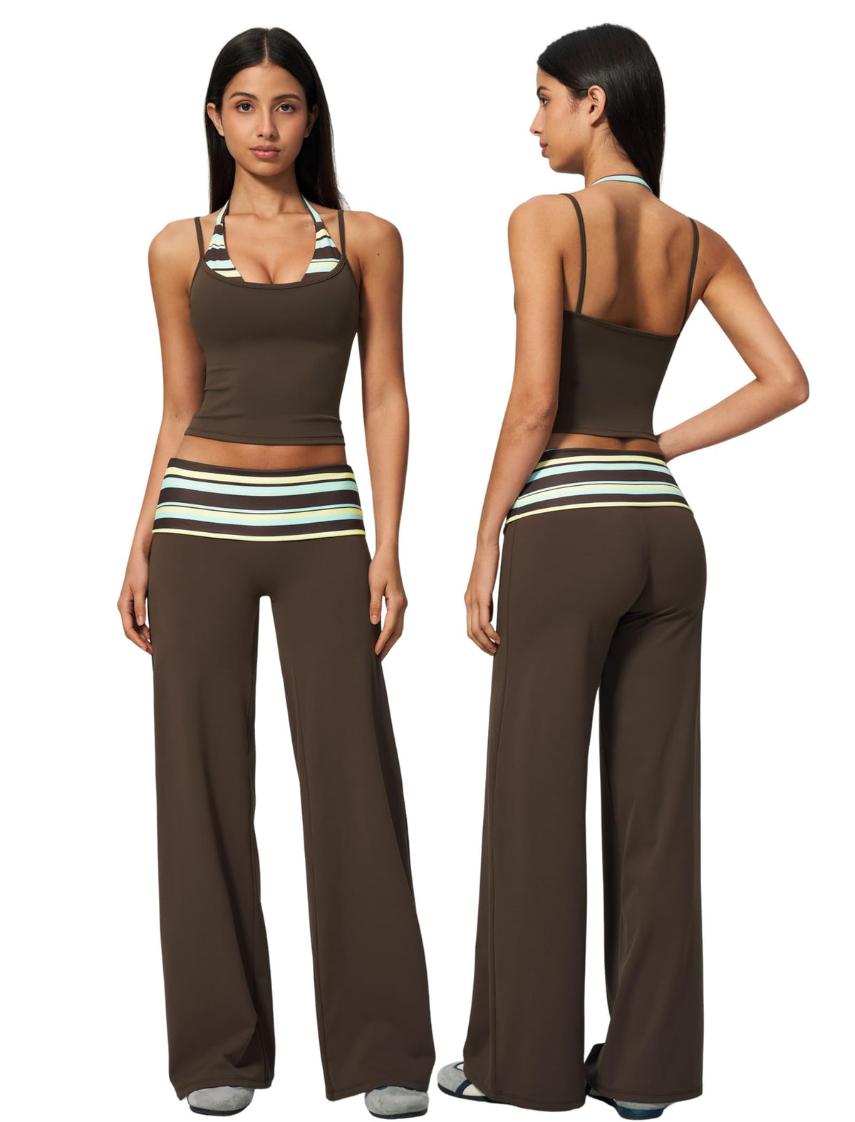 Women's Halter Top and Wide-Leg Yoga Pants 2-Piece Set